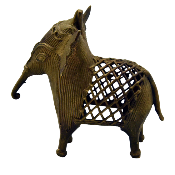 Dhokra hand cast brass elephant