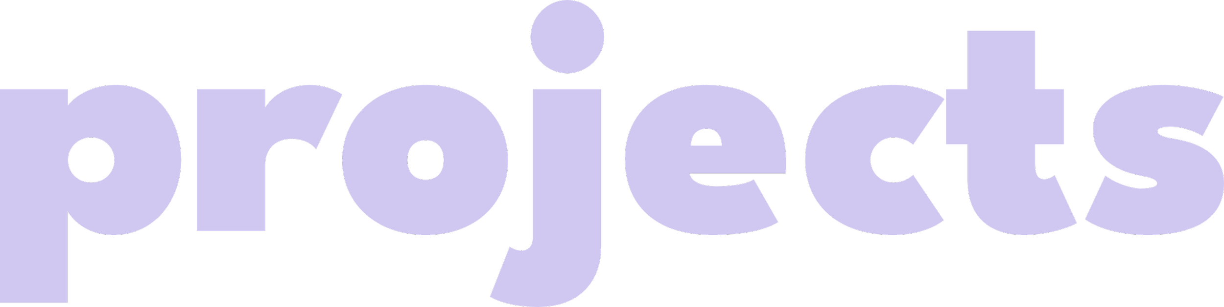 Der Titel 'projekte' in großen, violetten Buchstaben auf schwarzem Hintergrund.