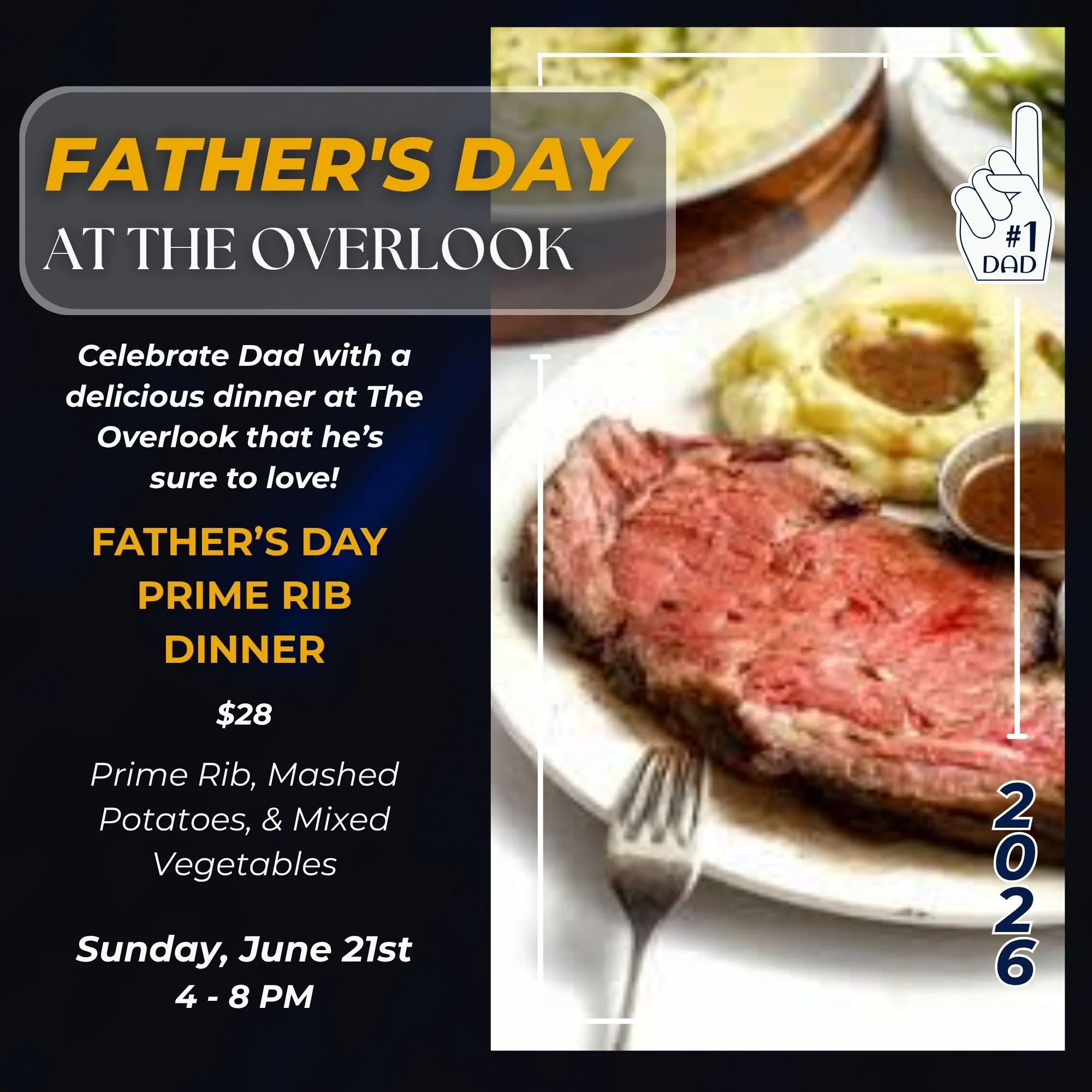Father's Day Prime Rib Dinner @ The Overlook