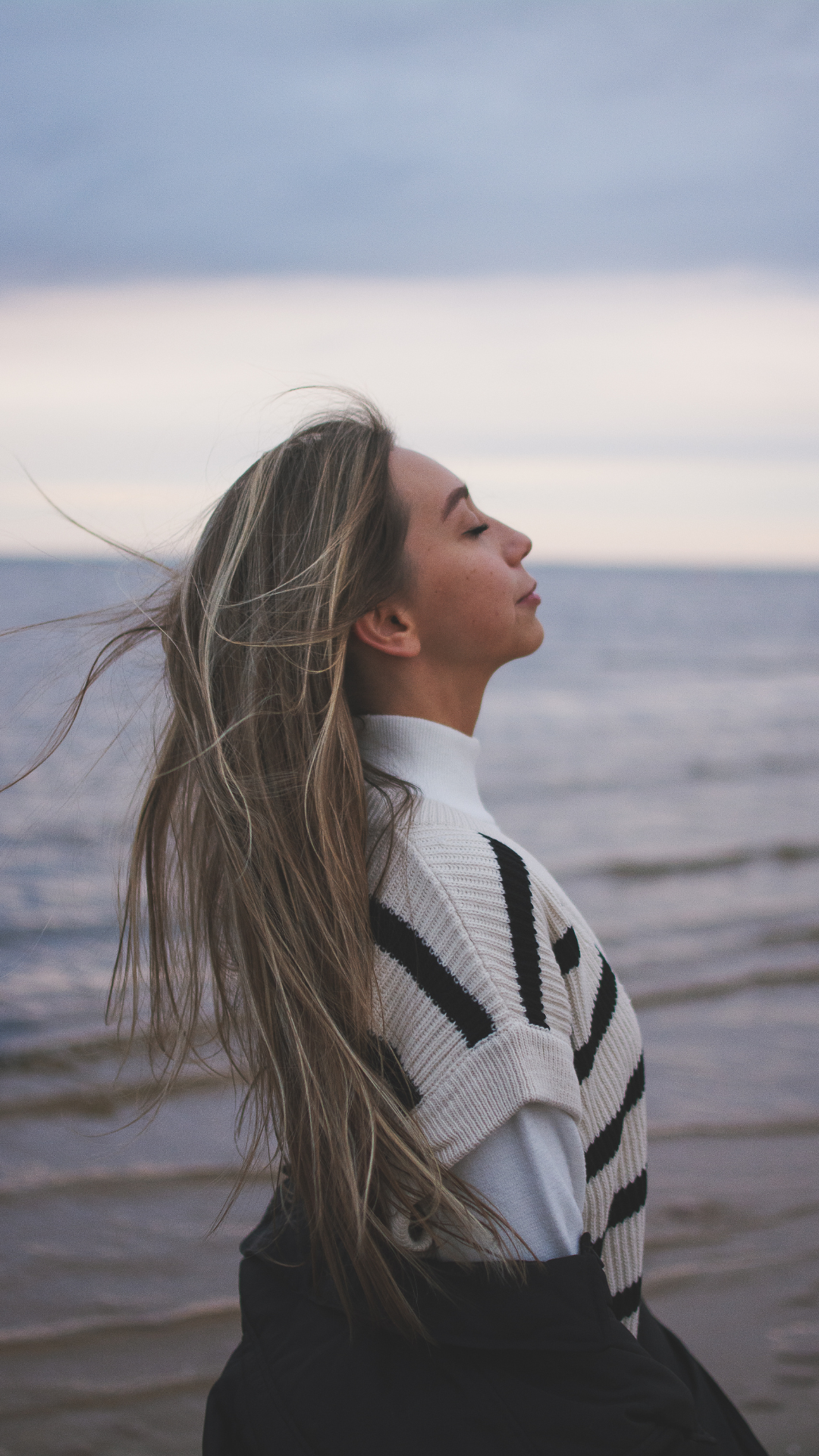 breathing at a calm beach