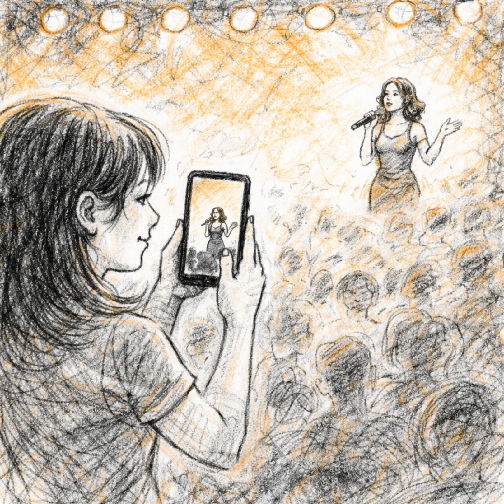 Illustratie van live capture tijdens brand events, waarbij mobile first en social native content wordt gefilmd met focus op sfeer, merkbeleving, interactie en timing