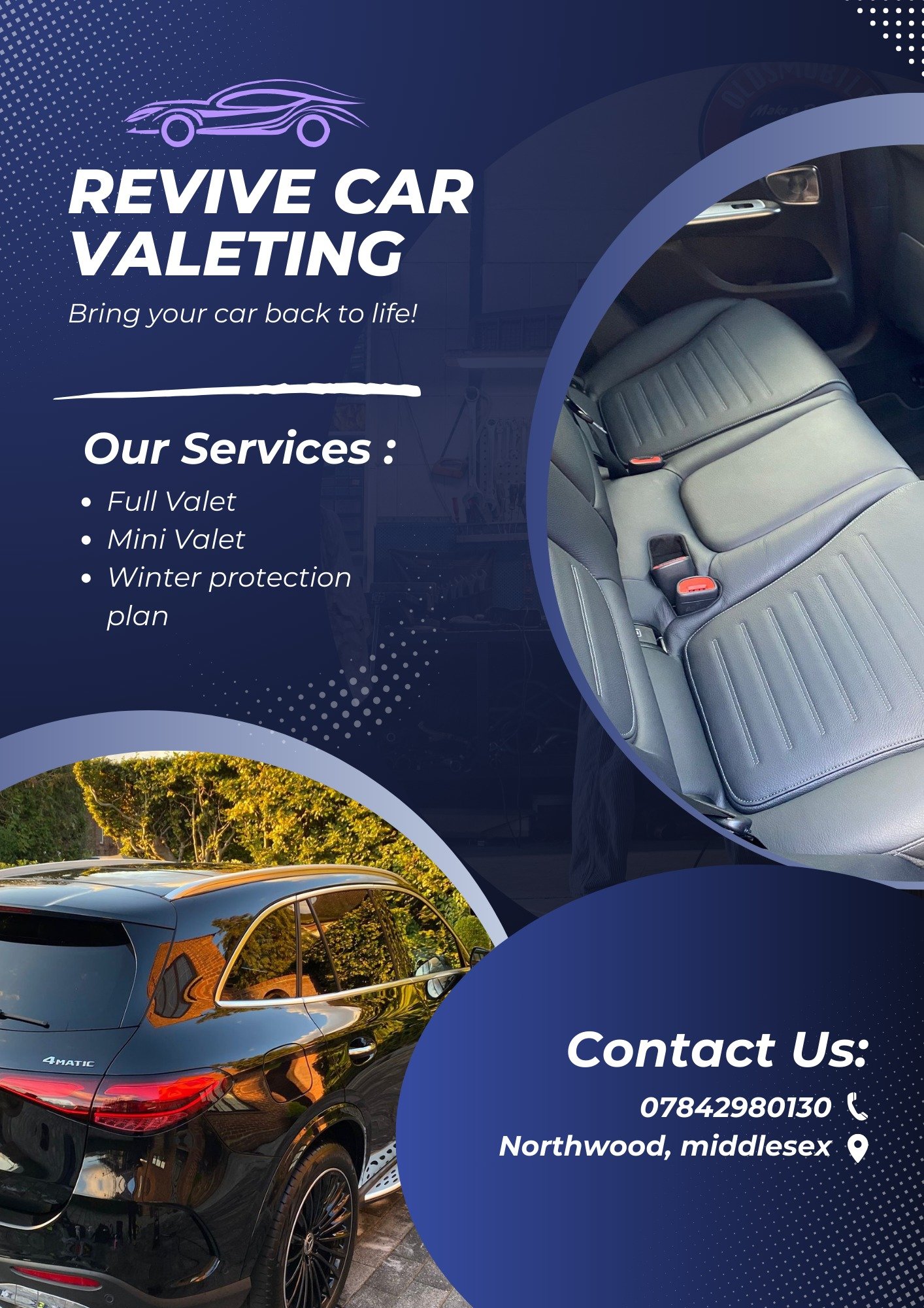 🚗✨ Give your car the ultimate treatment with Revive Car Valeting! ✨🚗

Bring your car back to life with our premium services:
✅ Full Valet
✅ Mini Valet
✅ Winter Protection Plan

📍 Located in Northwood, Middlesex
📞 Contact us at 07842980130 to book