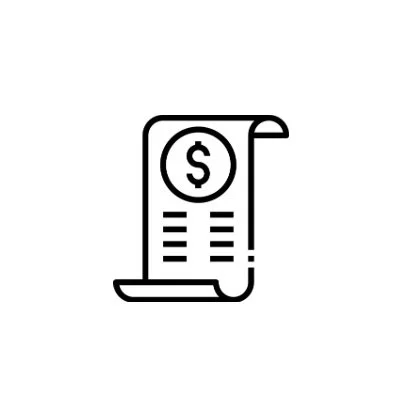 Icon of a receipt or bill with a dollar sign on it.