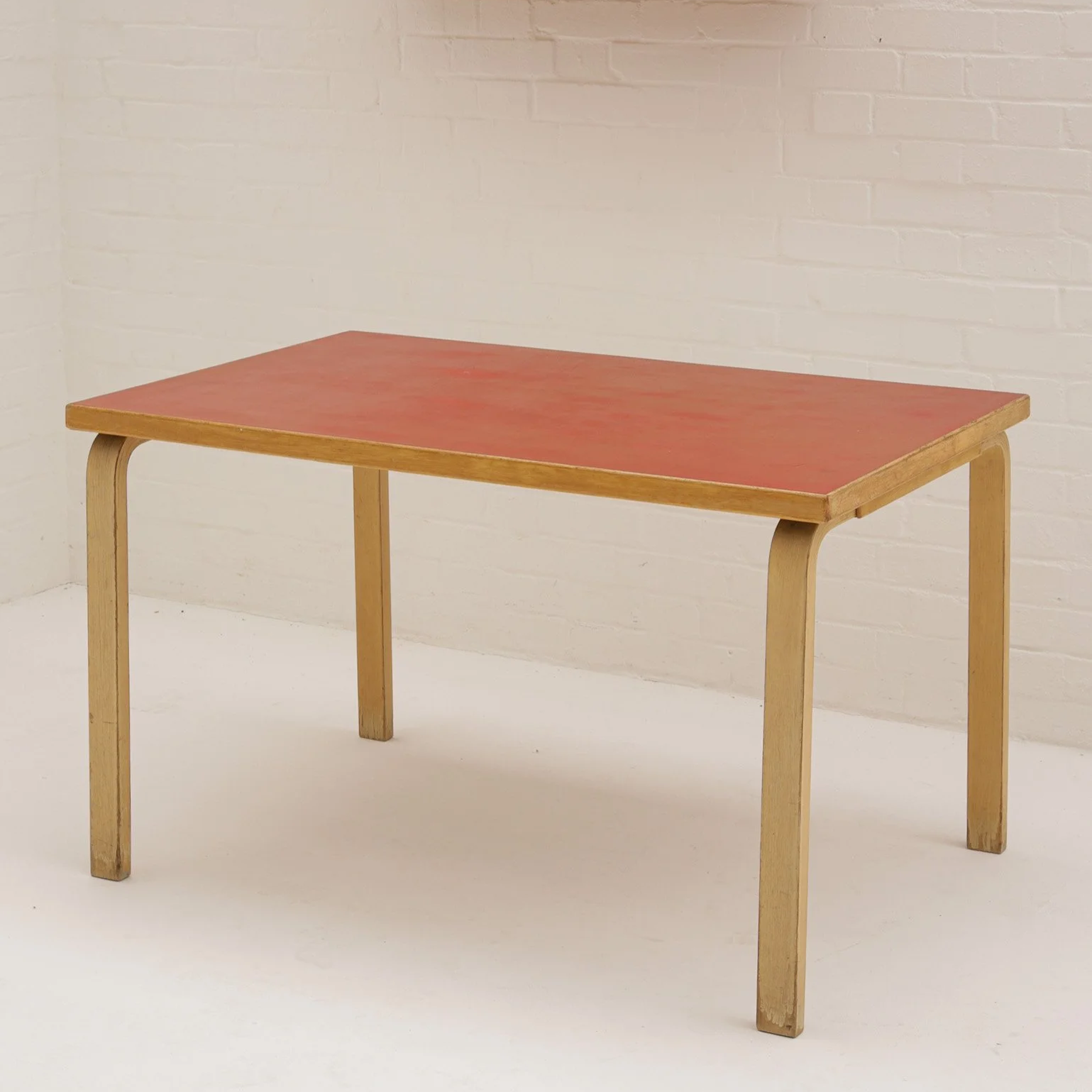 alvar aalto red dining table for artek, 1950s