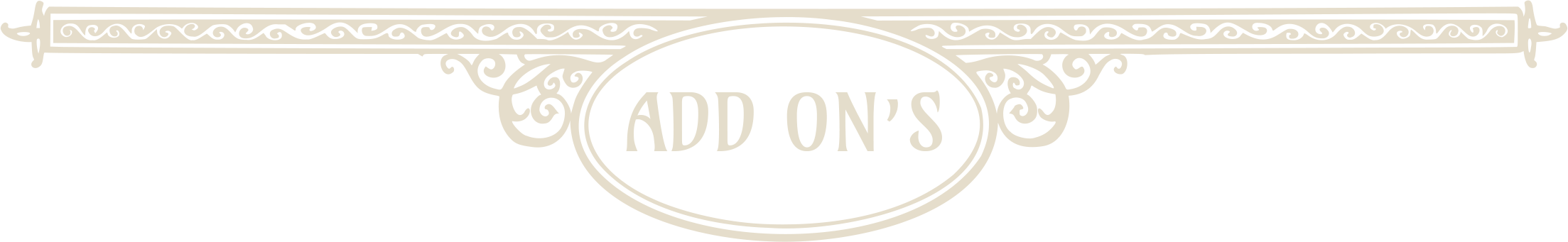 Decorative sign reading 'Add Ons' with ornate borders and patterns.