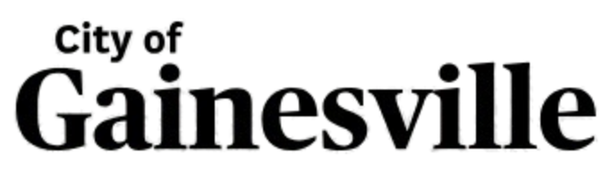 Logo: Black Text saying "City of Gainesville"