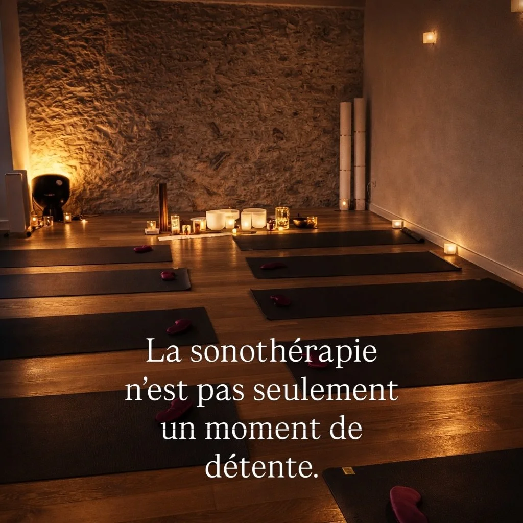 La sonoth&eacute;rapie n&rsquo;est pas seulement un moment de d&eacute;tente.

Les vibrations des bols agissent directement sur le syst&egrave;me nerveux.

Concr&egrave;tement, cela permet :

&bull; Diminution du stress physiologique
&bull; Apaisemen