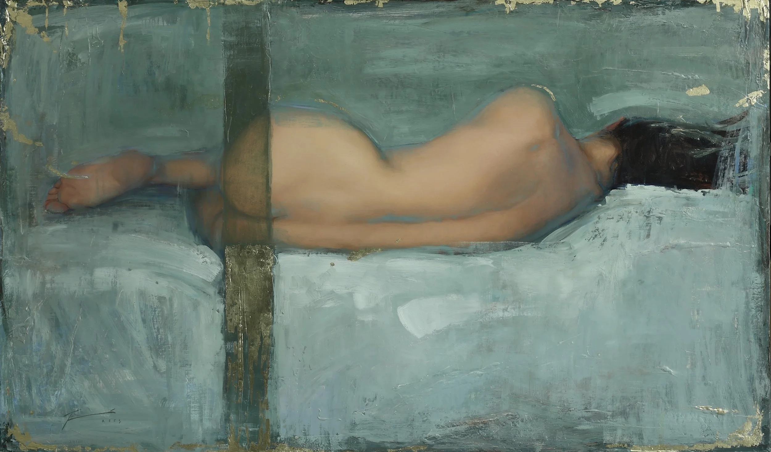 "Dysania"    28x48 inches.  Oil and 18K Gold.  $17,000