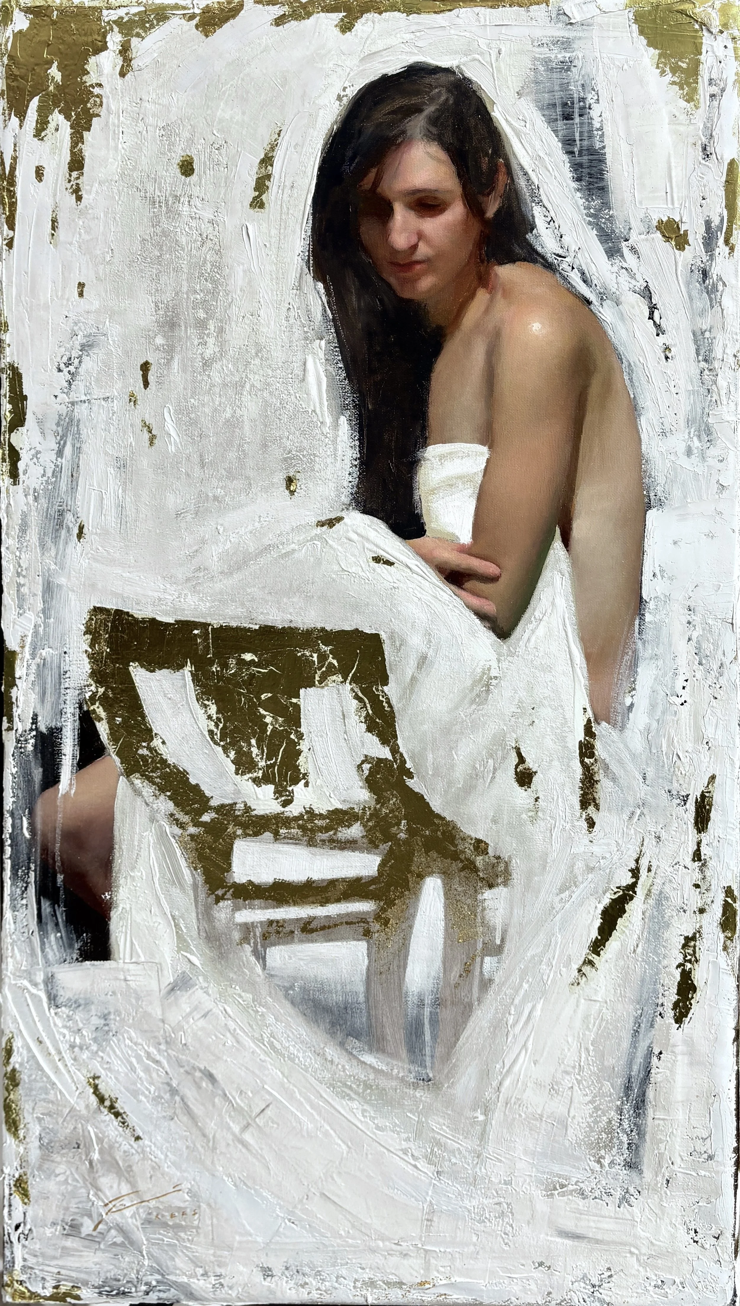 "Internalize"    32x18 inches.  Oil and 24K Gold.  $10,000