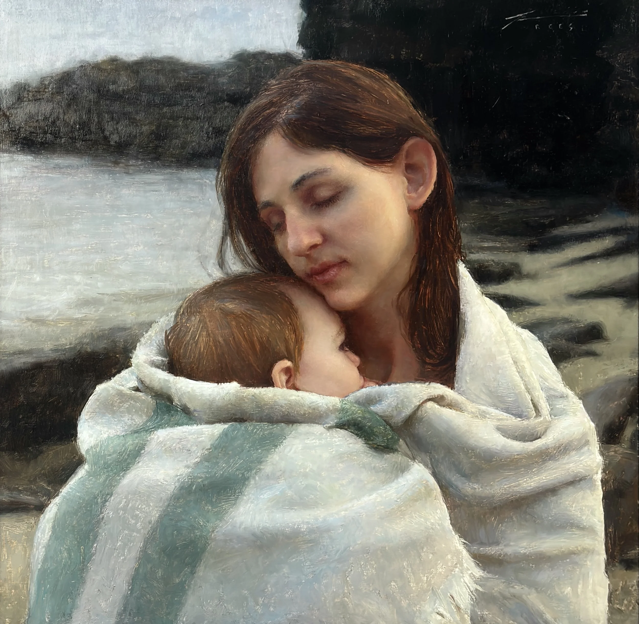 "Embrace" Oil on Linen Panel. 20in x 20in. Available