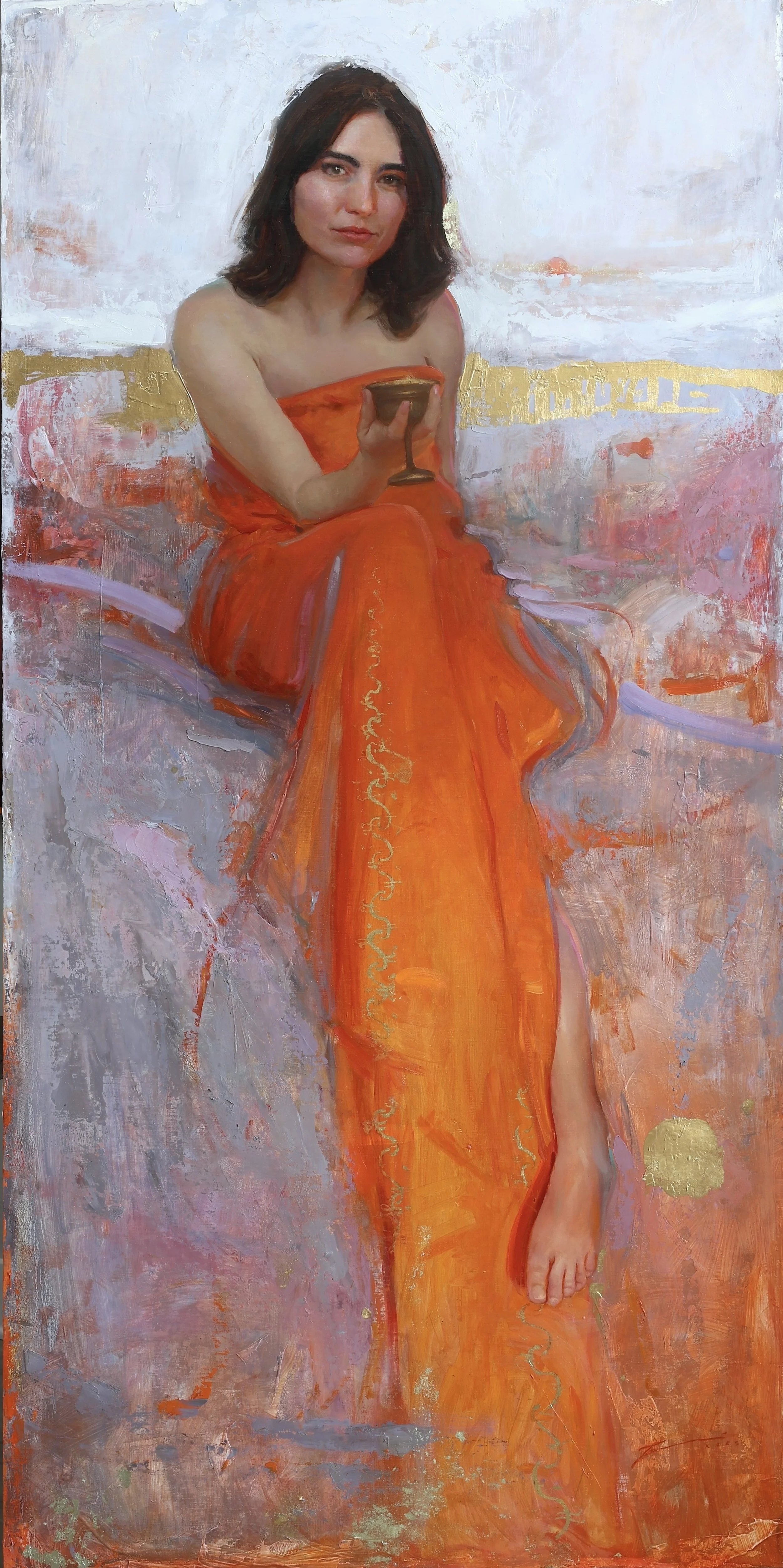 "Gluttony"    64x32 inches.  Oil and Gold.  $30,000