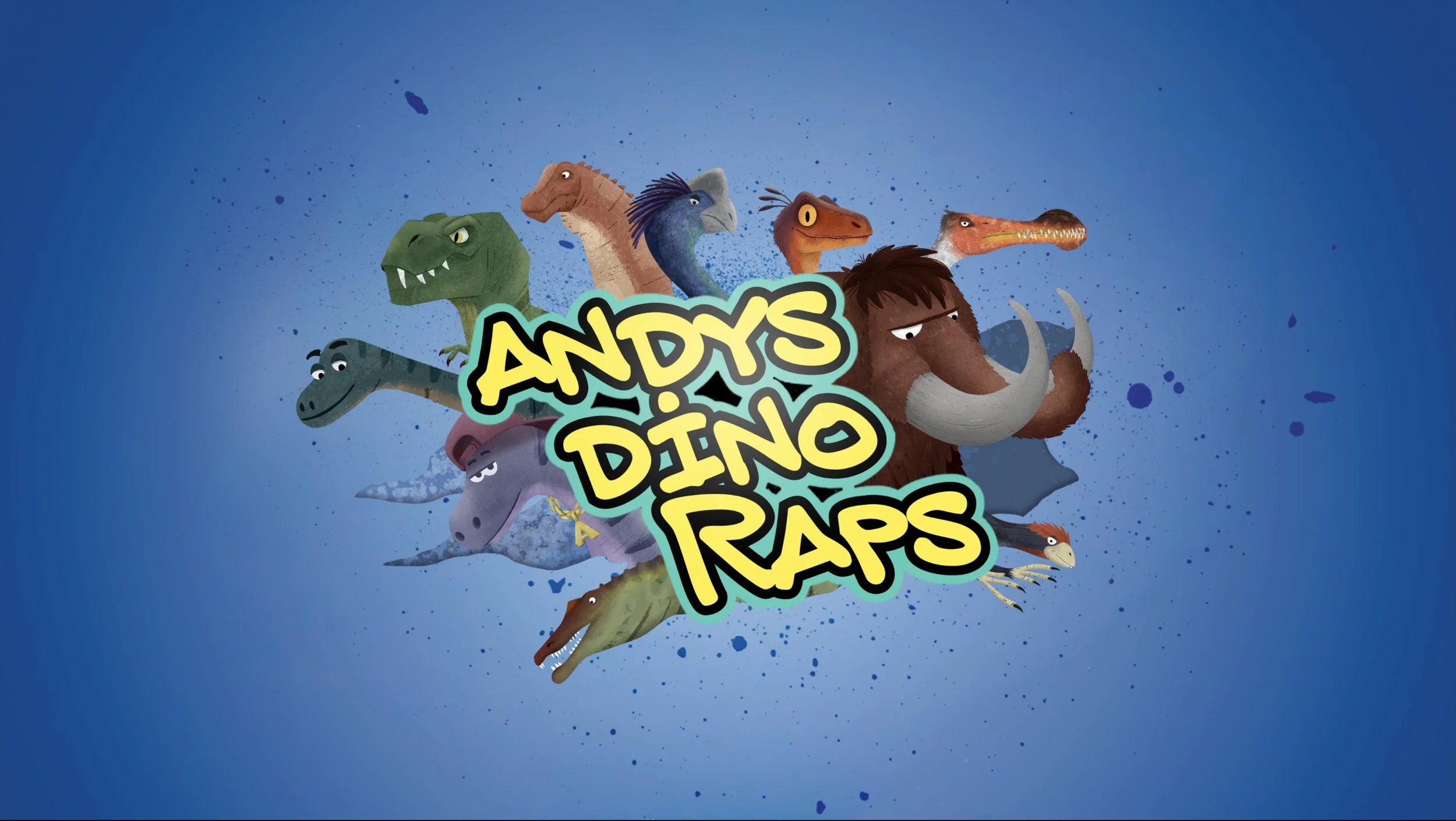 Andy's Dino Rap Logo holding screen