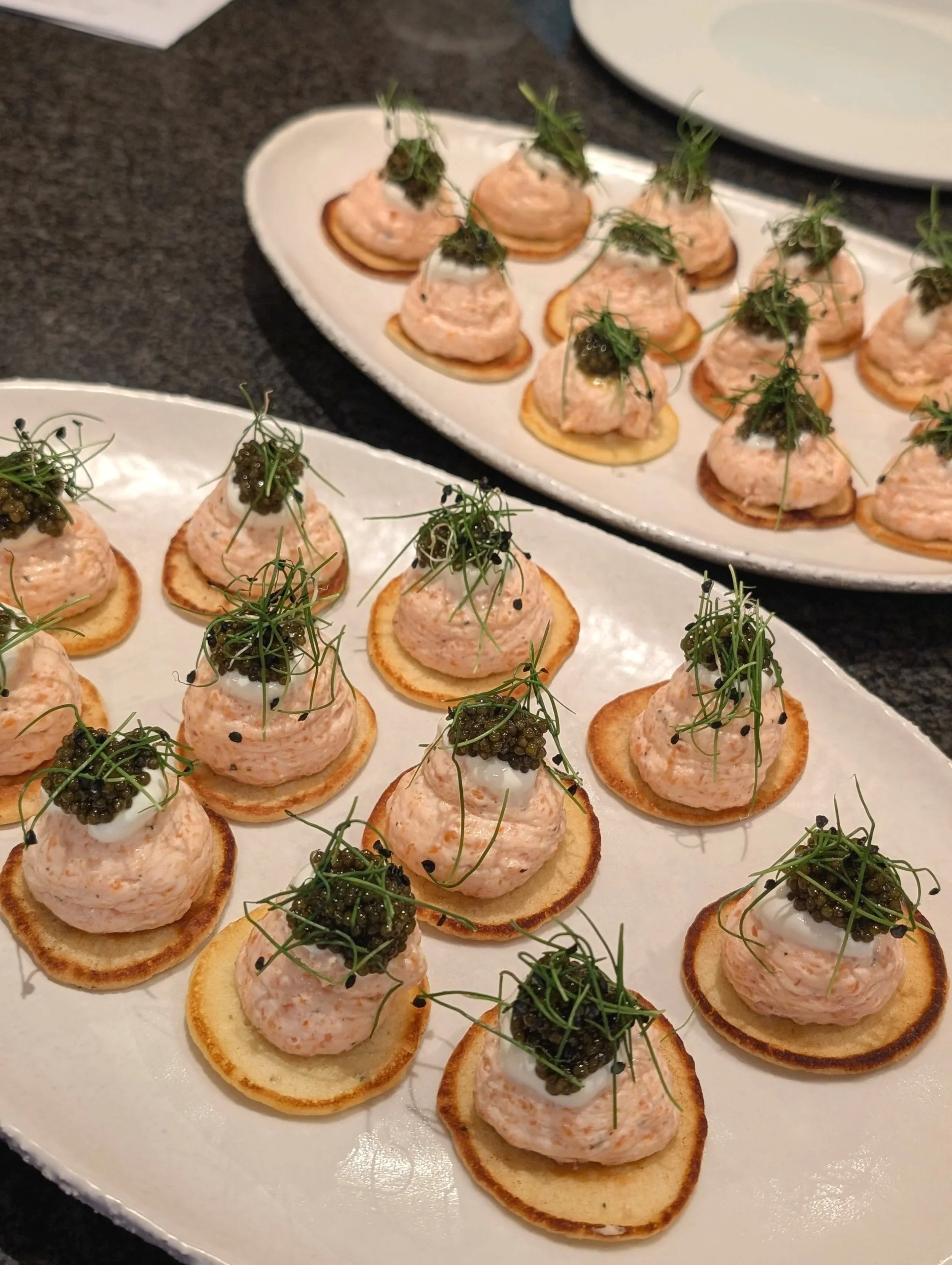 Gluten-Free Salmon Blinis, Crème Fraîche & Beluga Caviar