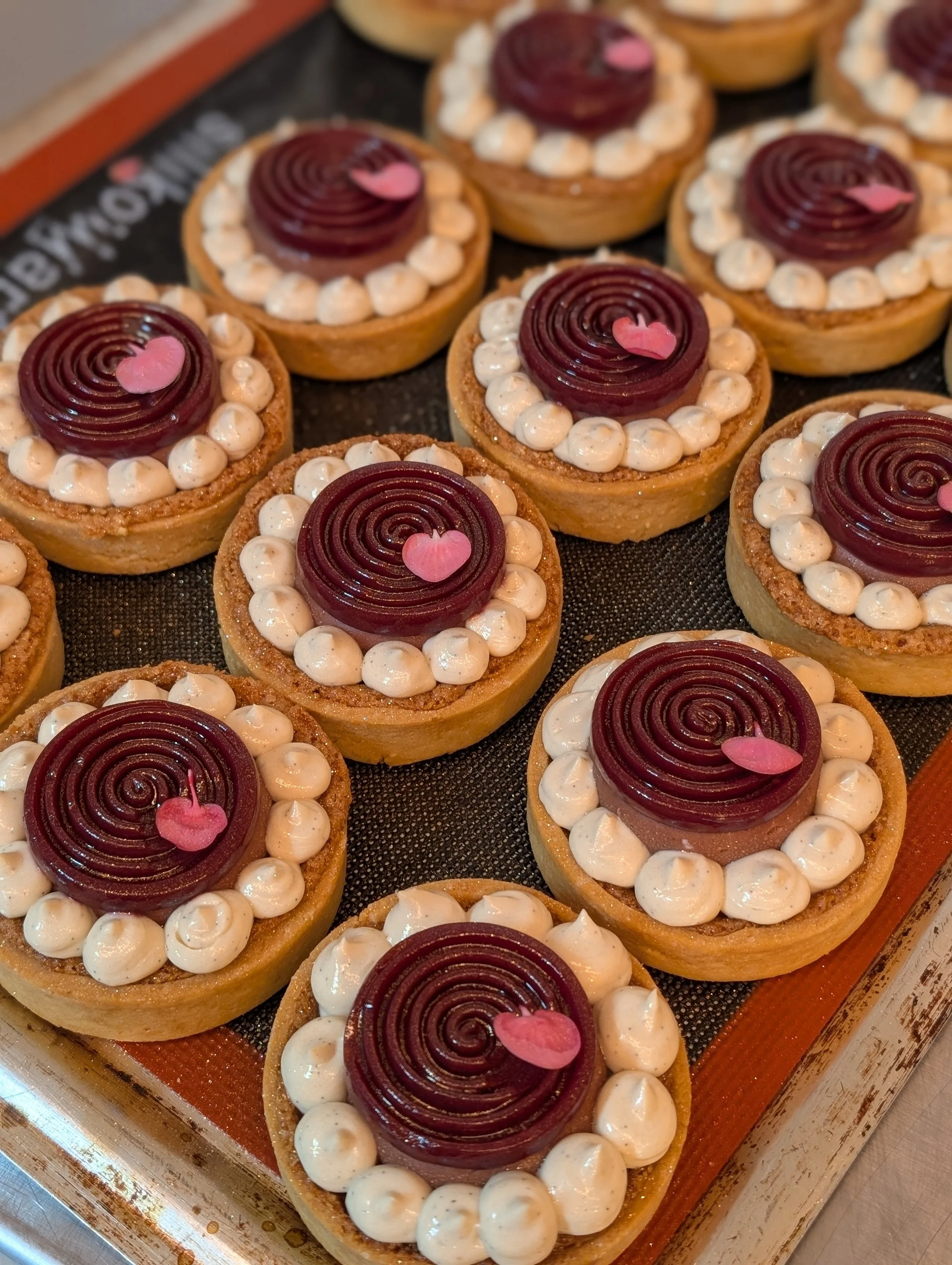 Vegan Tofu Tiramisu Tarts, Black Cherry Jelly