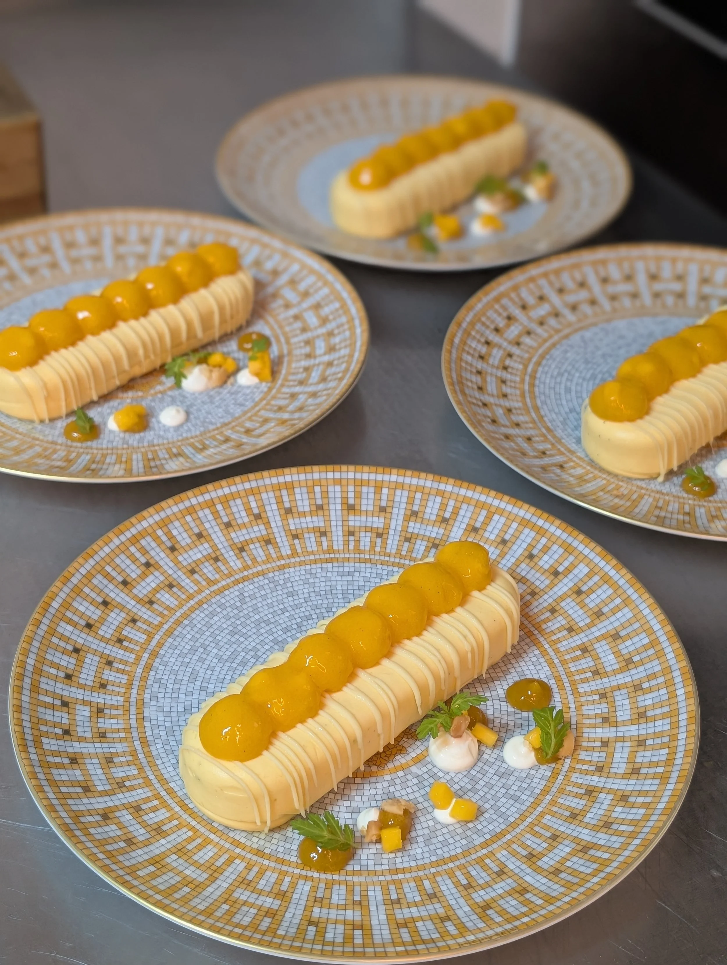 Kumquat & Mango Parfait, Lemon Gel, Crème Fraîche