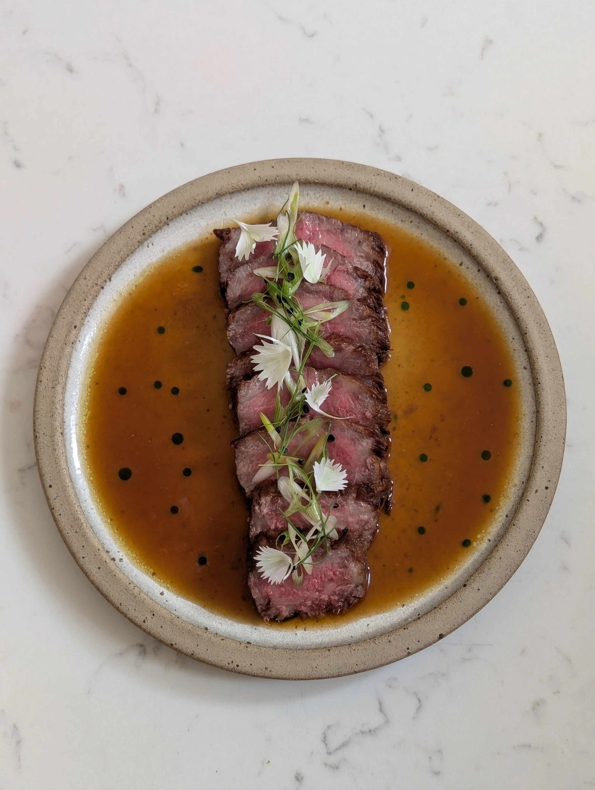 A5 Japanese Wagyu, Yuzu Ponzu, Lime Leaf Oil