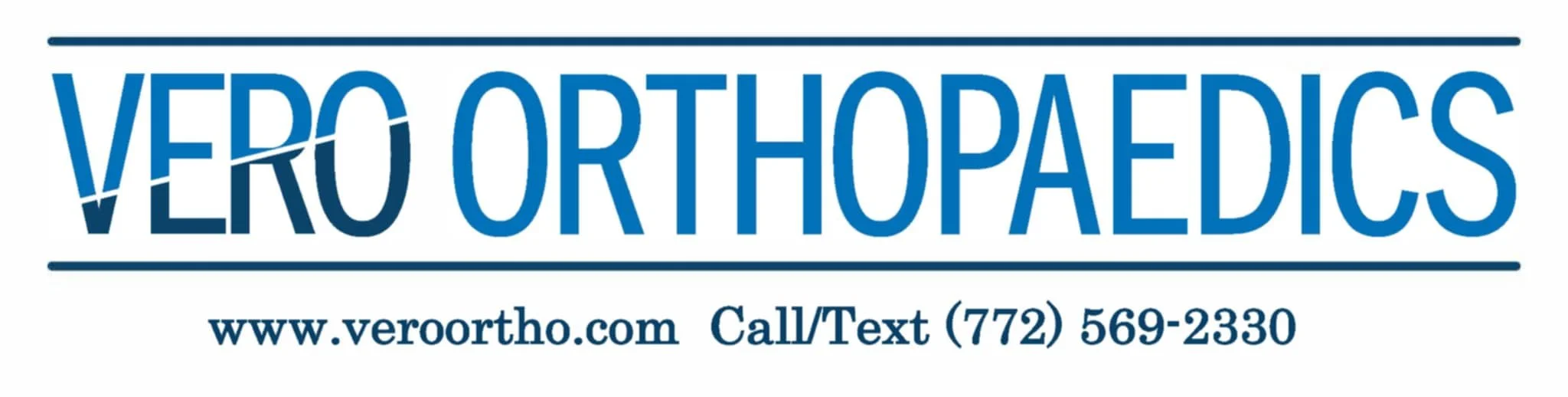 Vero Orthopedics logo with website www.veroorhto.com and contact number (772) 569-2330.