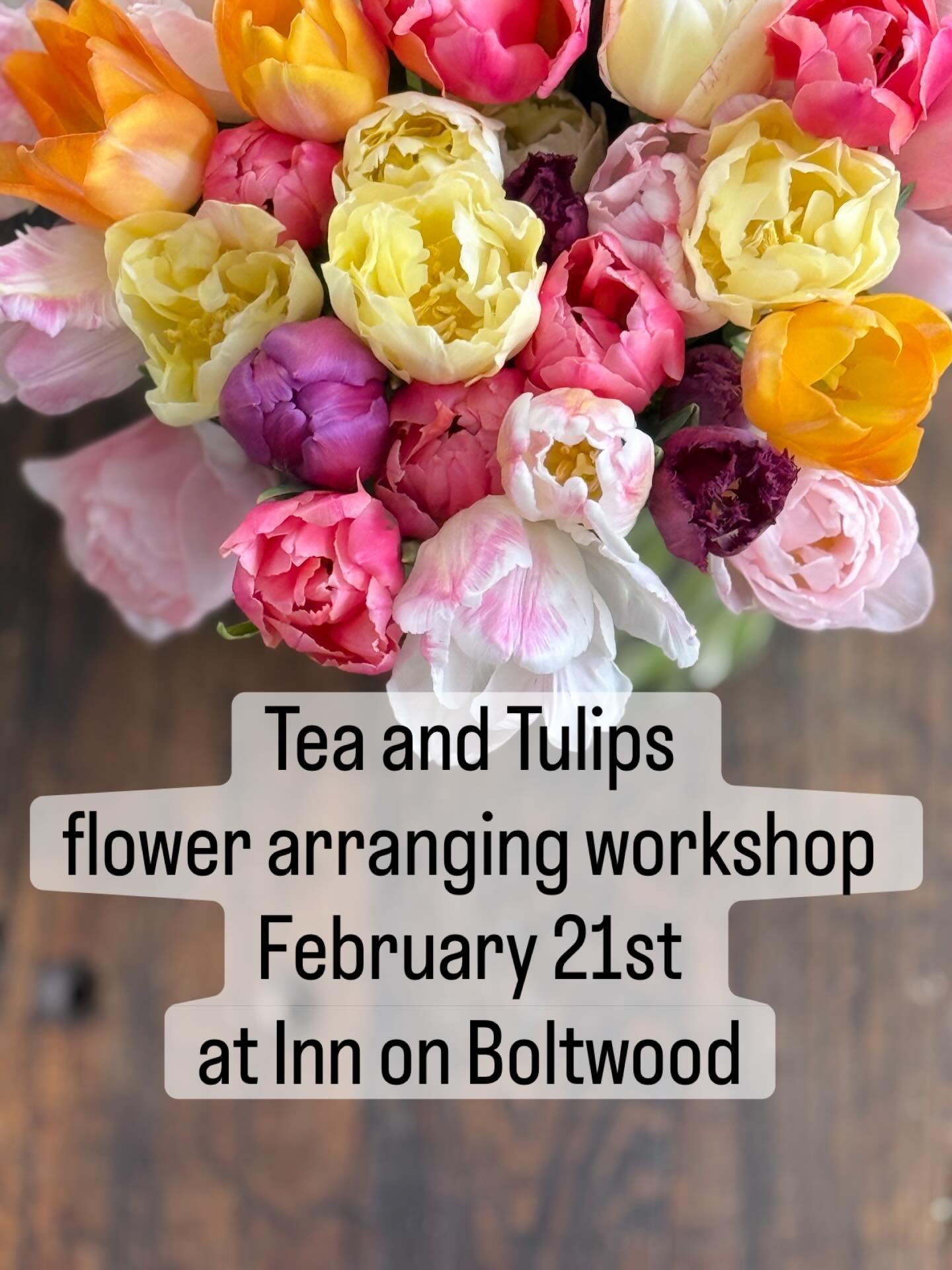 This Saturday you could be enjoying tea (or coffee), pastries, and fresh local tulips while creating your own arrangement to bring a little bit of spring home with you! Join us at the @innonboltwood from 10am -12pm for a flower filled morning.

We wi