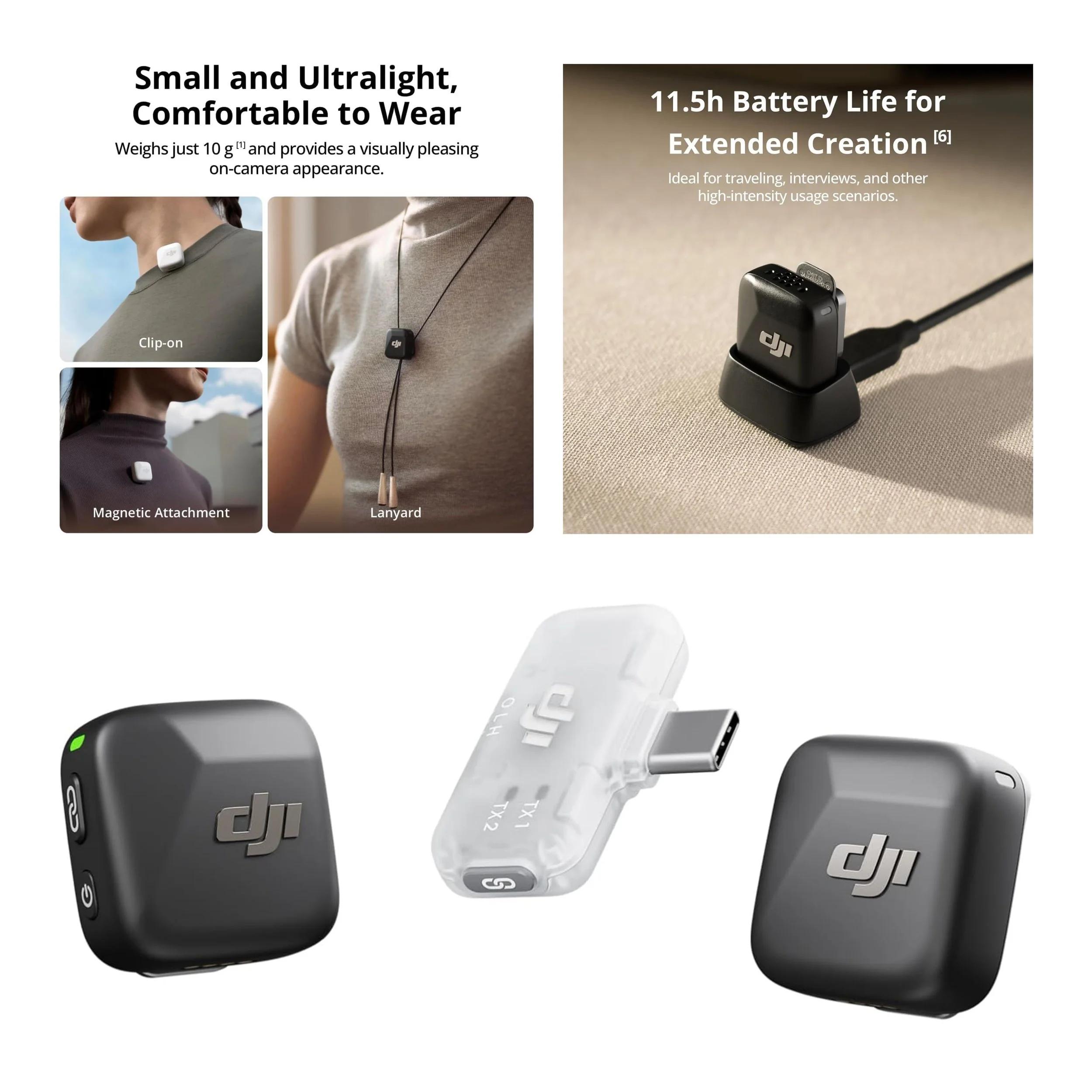 Wireless LAVALIER MICROPHONE for iPhone

DJI Mic Mini (2 TX + 1 Mobile RX), Ultralight, Active Noise Cancelling
Wireless Lavalier Microphone for iPhone 17/16/15 & Android/PC/Tablet, Plug-and-Play, 300m Transmission, Youtube, Vlog