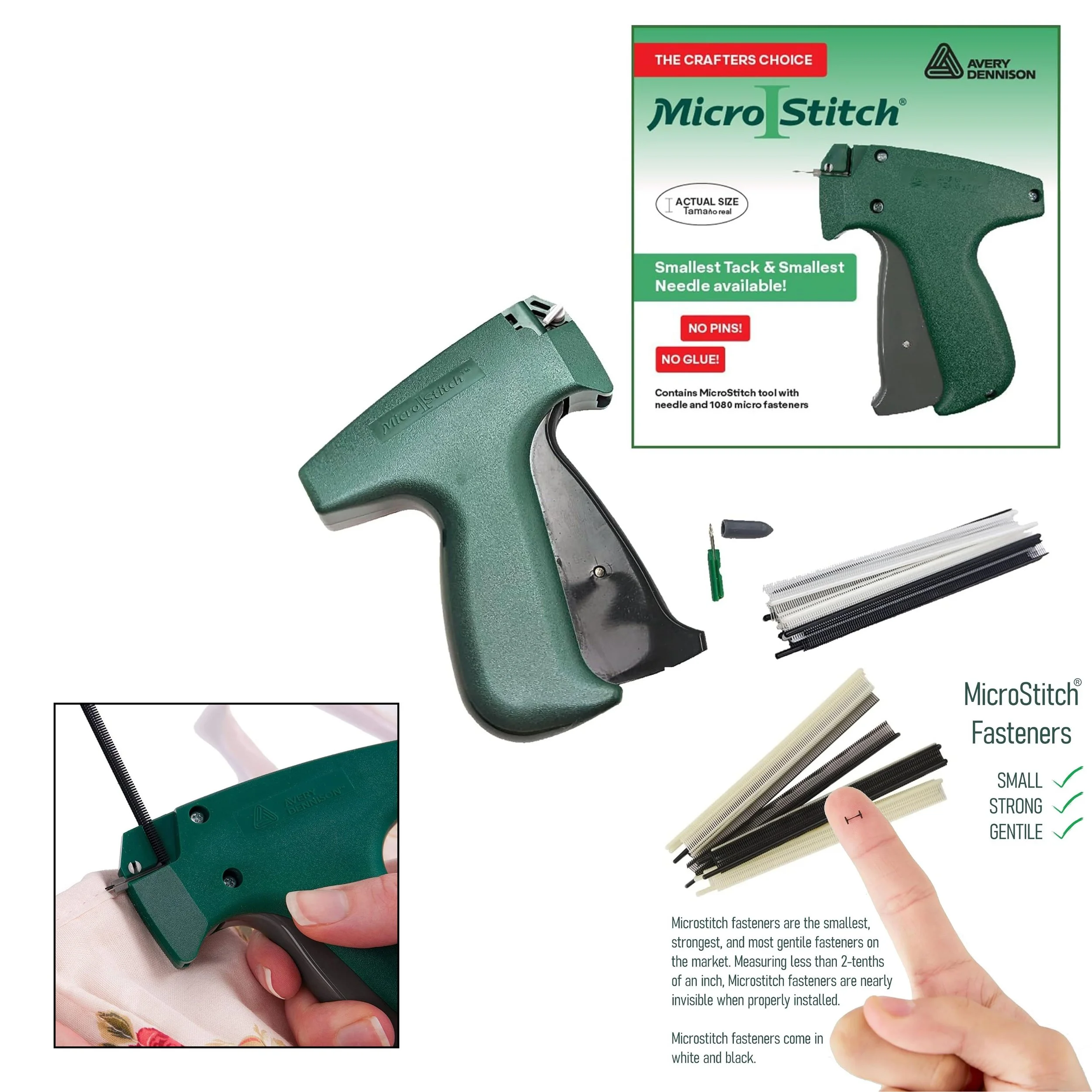STITCH GUN

MicroStitch® All‑in‑One Tagging Gun Kit – Ultra‑Fine Needle Tagger with Black/White & Color Fasteners – Fabric‑Safe for Clothing Repairs, Quilting, Crafts, and DIY Projects (Black & White)