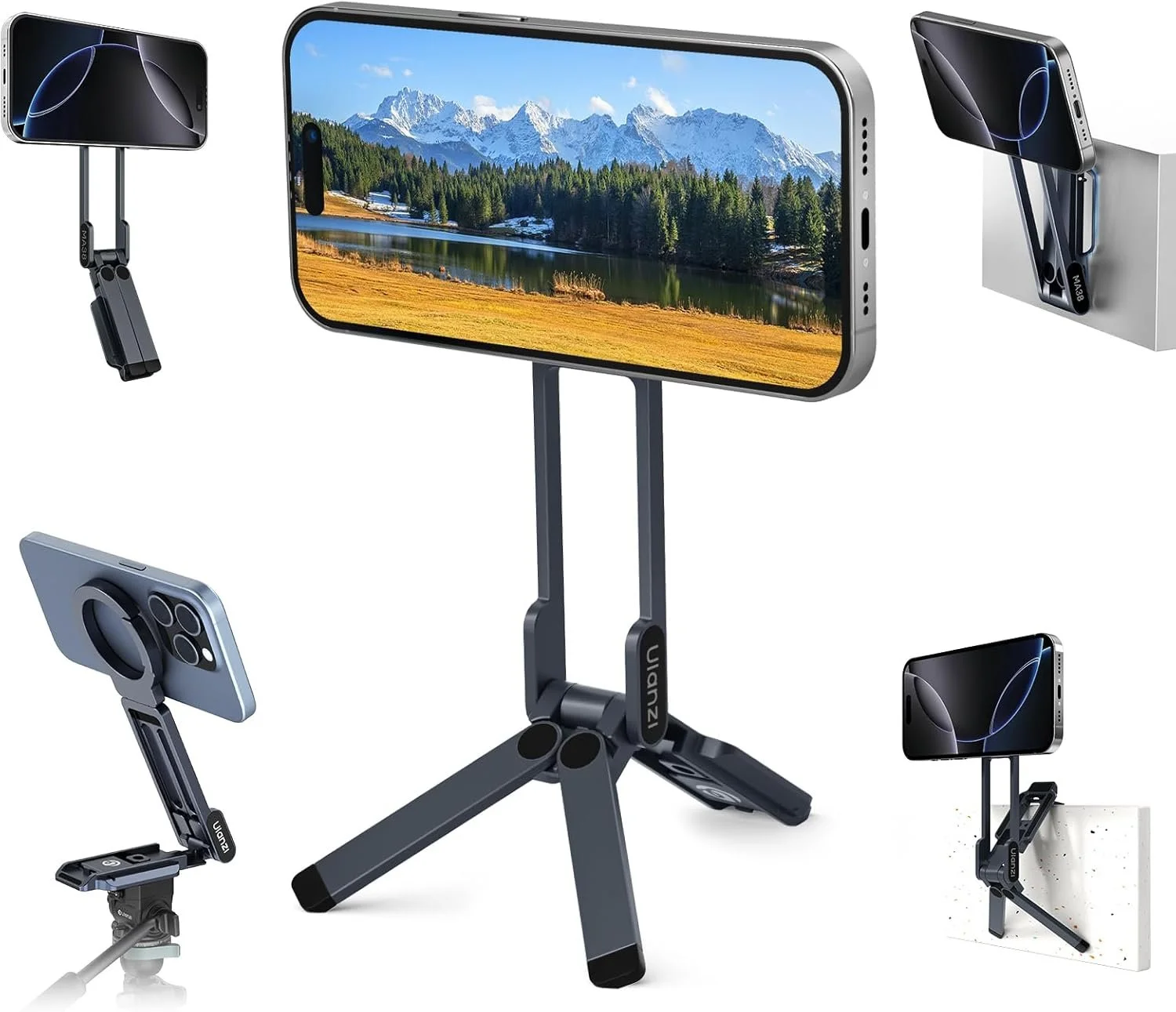 PORTABLE MAGNETIC PHONE TRIPOD:
BLACK

ULANZI MA38 Magnetic Phone Tripod for iPhone, Phone Holder for iPhone 17
N52 Magnet, Back Magnet Base, Arca QR Base, Foldable Hook w 1/4'' Screw for Tripod Selfie Gym Travel Essentials Accessories (BLACK)