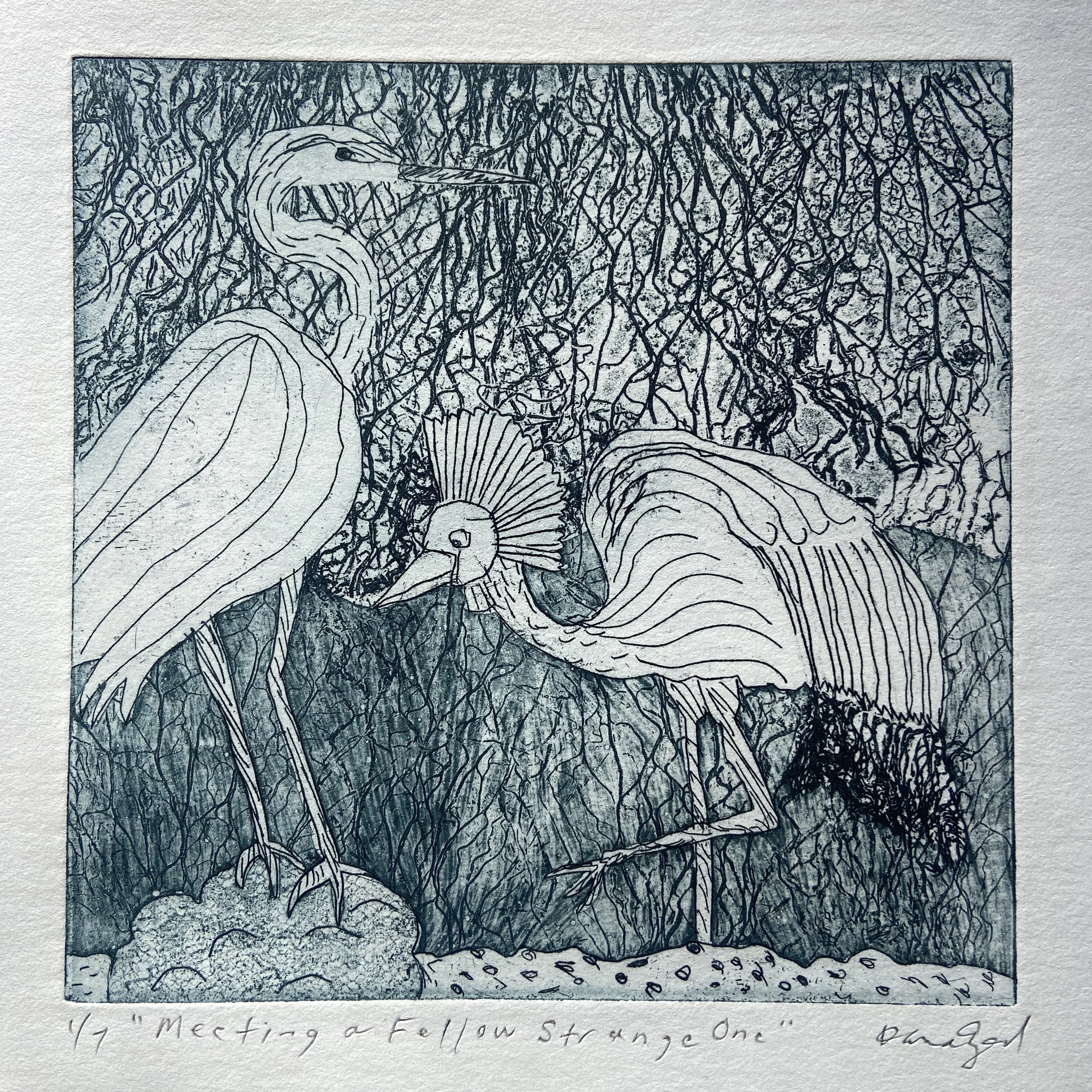 "Meeting a Fellow Strange One" 6x 6"