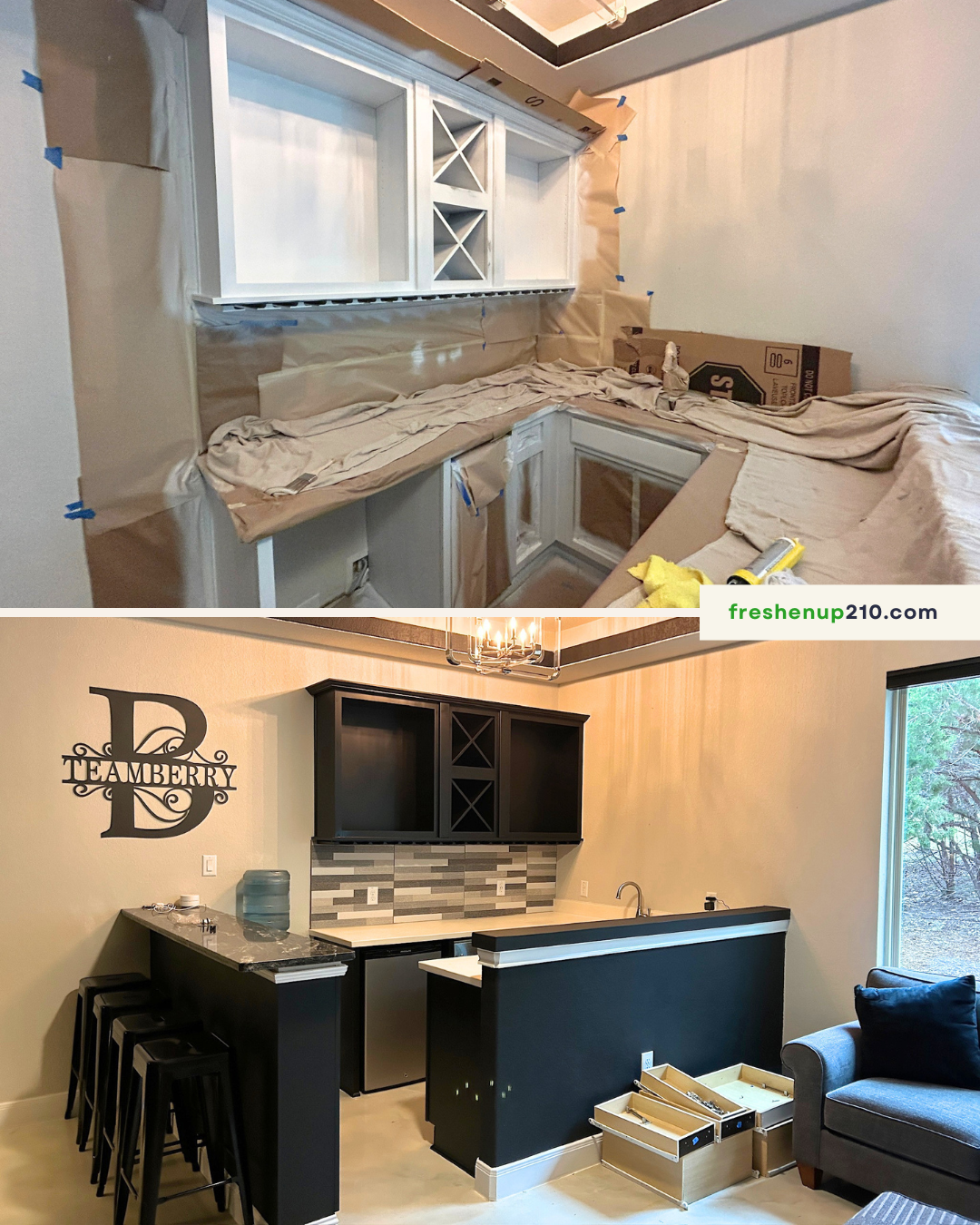 Before renovation: kitchen interior during demolition with exposed walls and materials