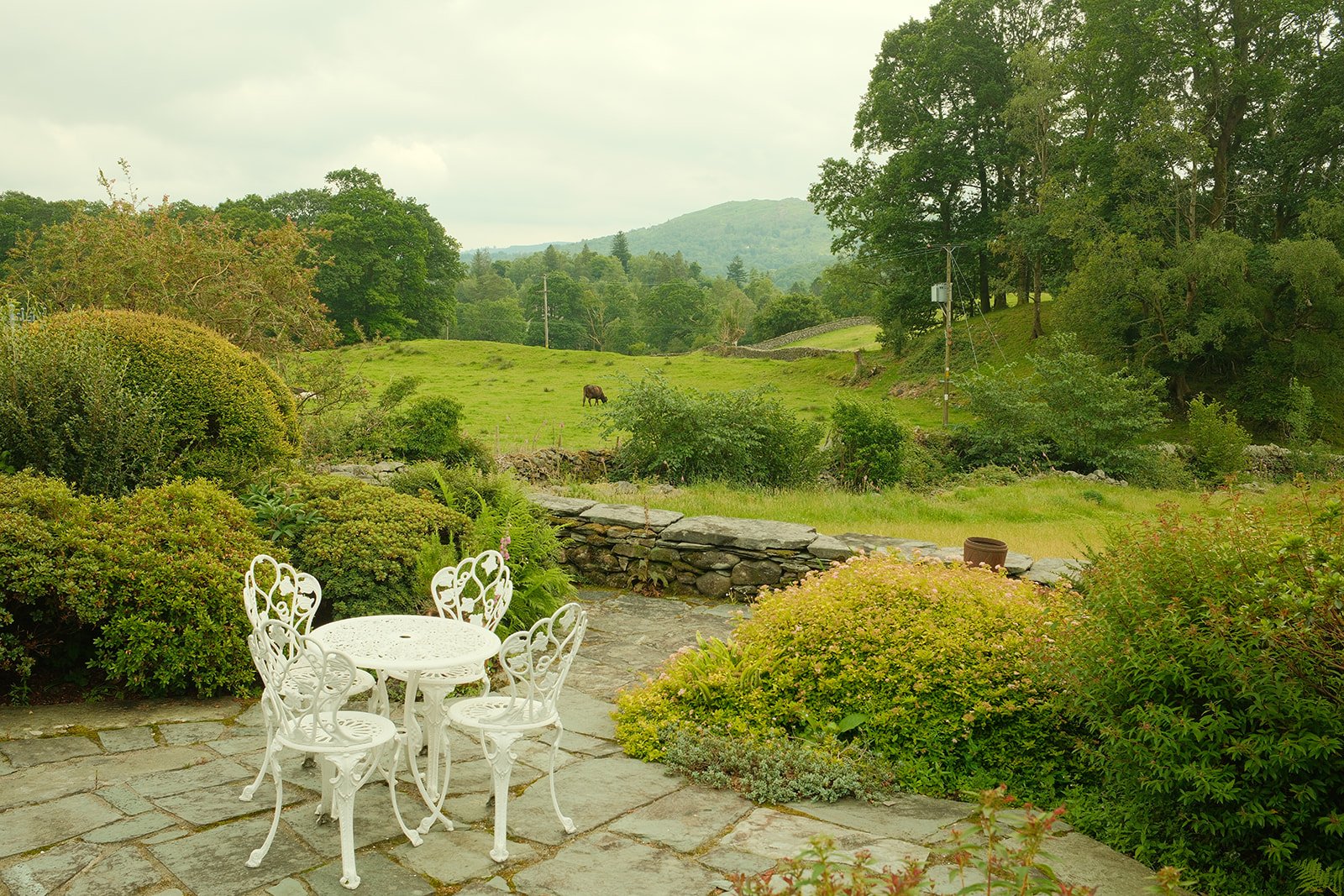 Field view in the garden of a lake district Airbnb
