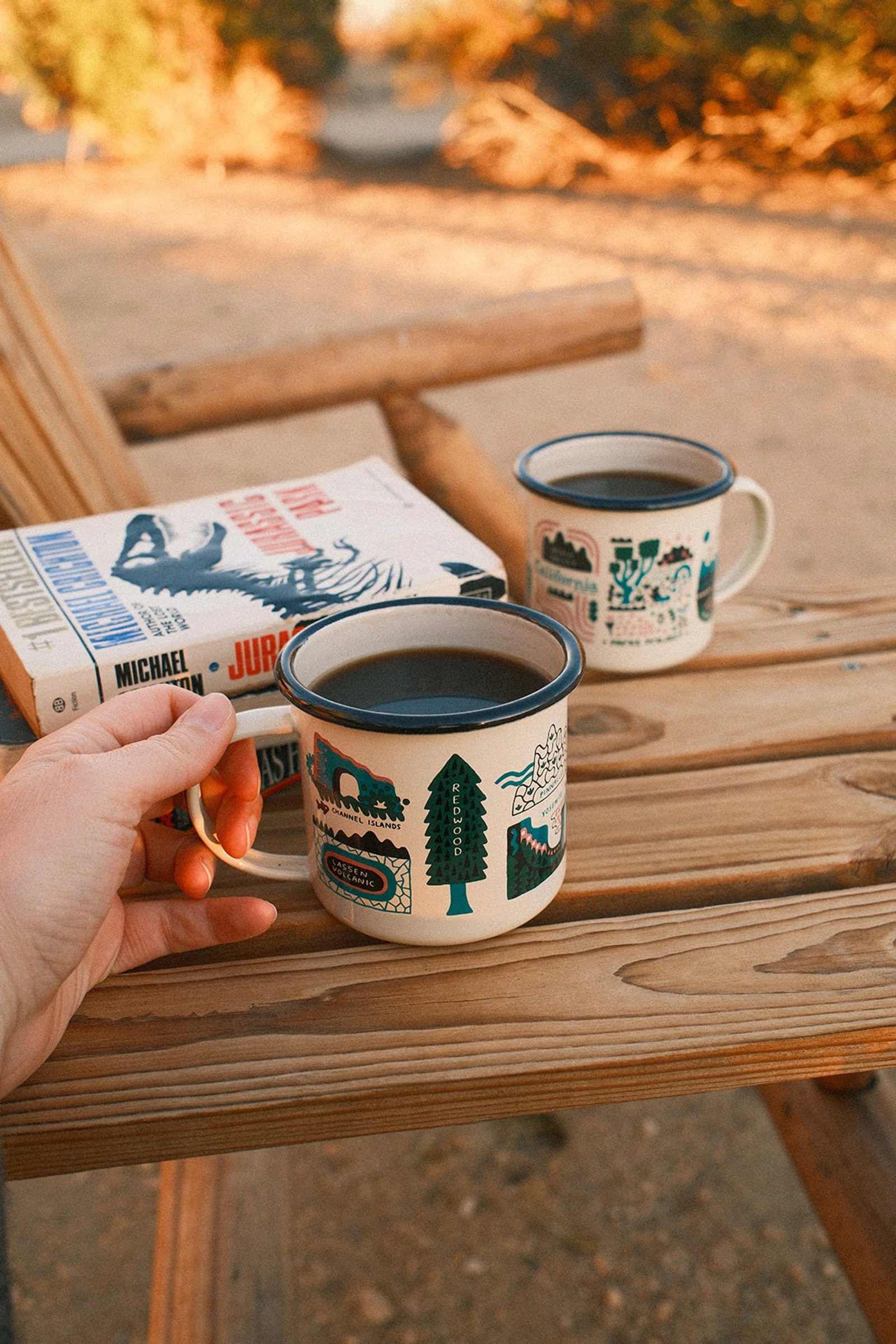 image of having coffee in Joshua Tree Airbnb  backyard
