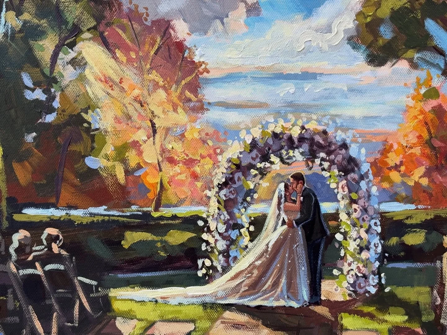Today&rsquo;s sneak peek is a close-up of Diana and Alexander&rsquo;s ceremony painting from my October weekend in NYC. Can&rsquo;t wait to show you all the final painting and the lighting in this one!