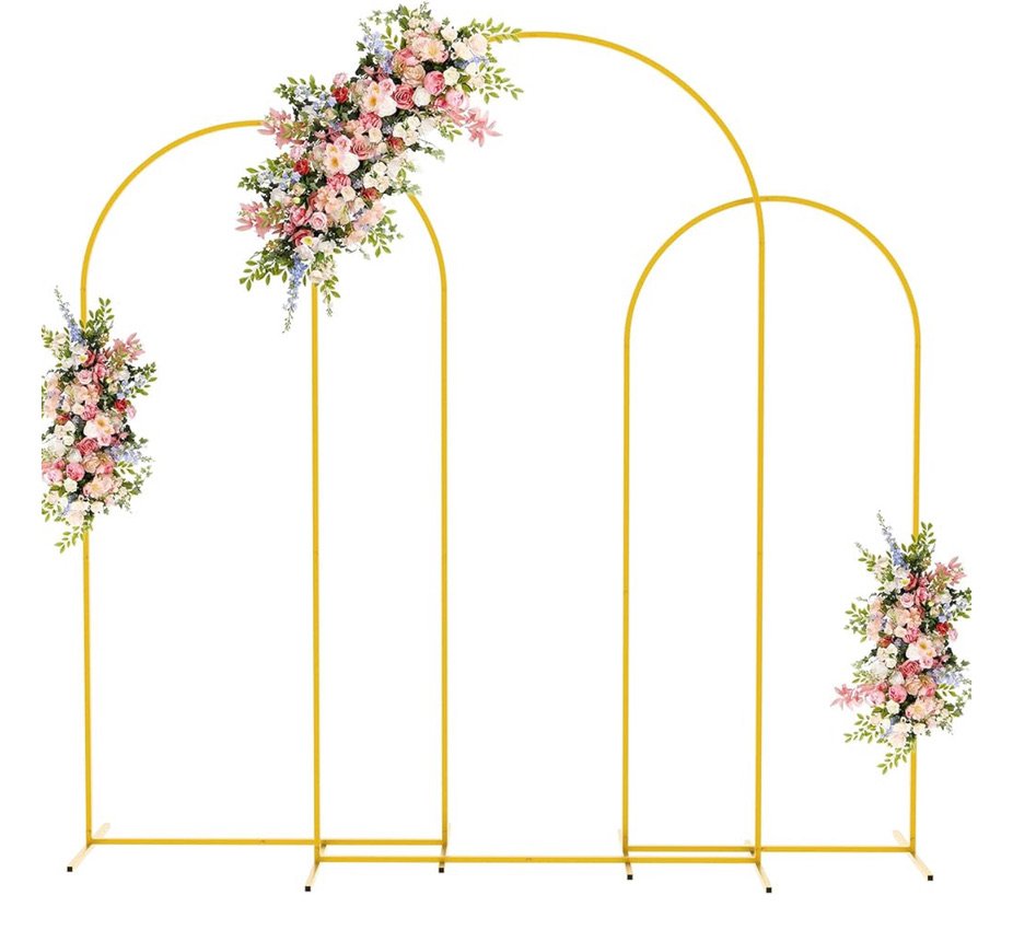 Metal Arch Backdrop 3 Gold 7.2 Ft, 6.6ft, 6 ft