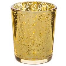 Gold metallic votive candle holder with speckled design