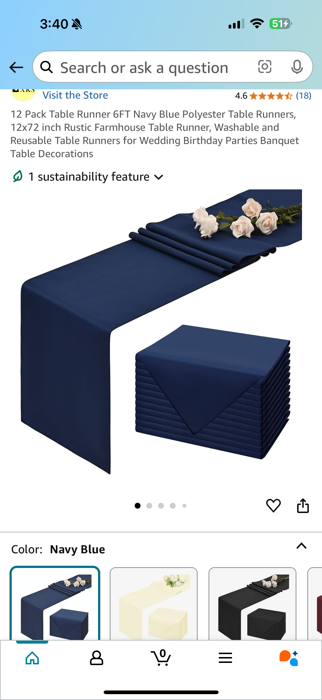 Navy Polyester Table Runner 14 x 108 inch (19) Polyester Table Runner - for Weddings, Events, and various parties