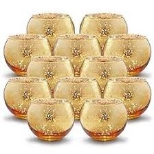 Cluster of twelve goldfish bowls arranged in a pyramid shape