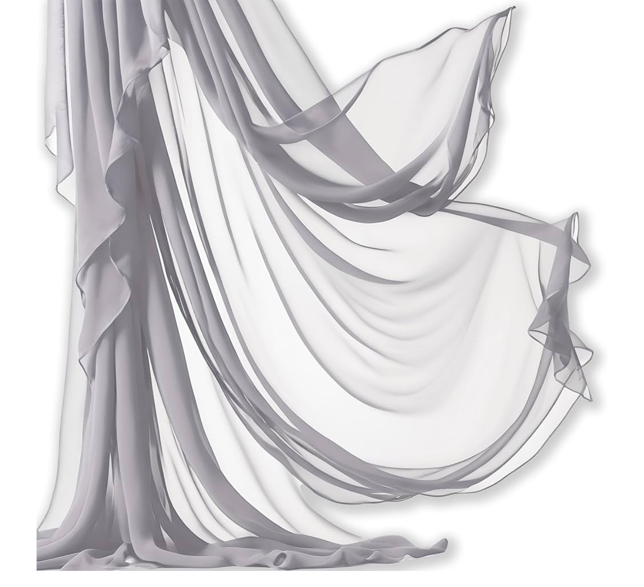 Flowing sheer fabric with soft draping folds