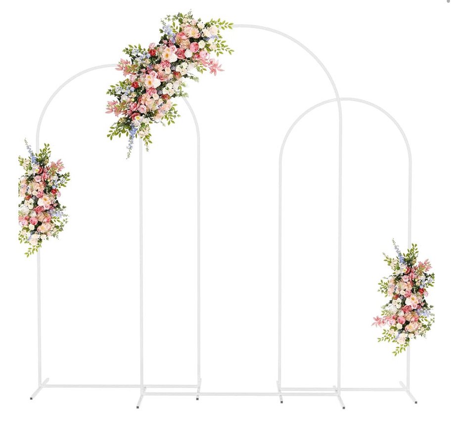 Metal Arch Backdrop 3 white 7.2 Ft, 6.6ft, 6 ft