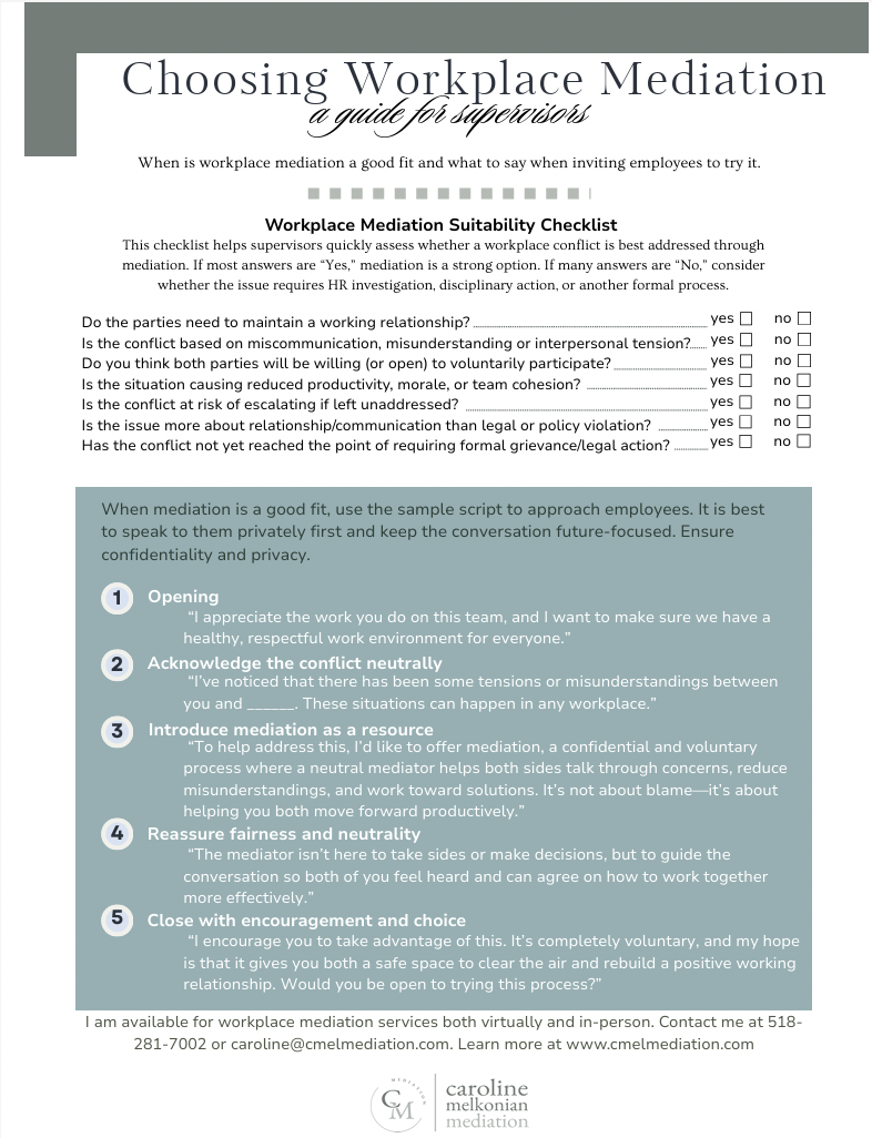 Workplace Mediation Handout