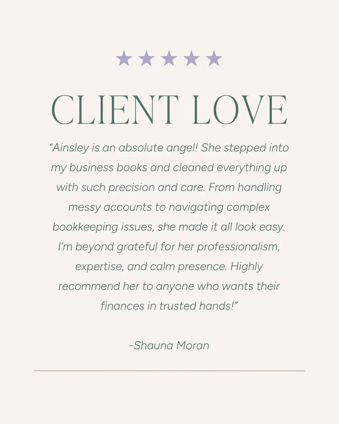 Love hearing from our amazing clients! ✨ It&rsquo;s always rewarding to come into a business and help them navigate the messy world of numbers and better understand the impact they have. If you&rsquo;re looking for someone to handle your bookkeeping 