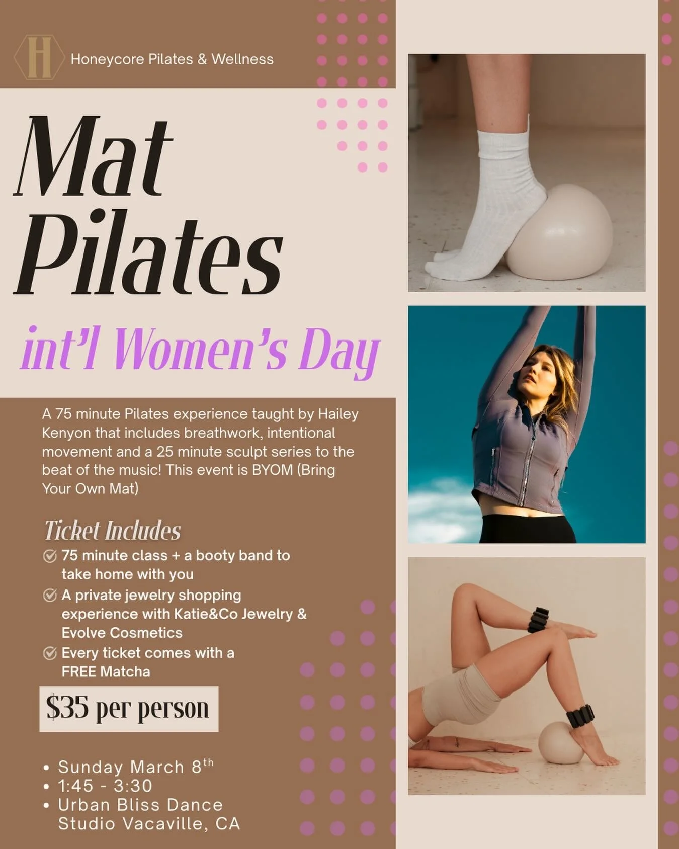 Our very own volunteer, Miss California @thehaileykenyon  @misshaileykenyon, will be hosting a Mat Pilates class in honor of International Women&rsquo;s Day! This is a wonderful opportunity to celebrate women, wellness, and community.

Sunday March 8