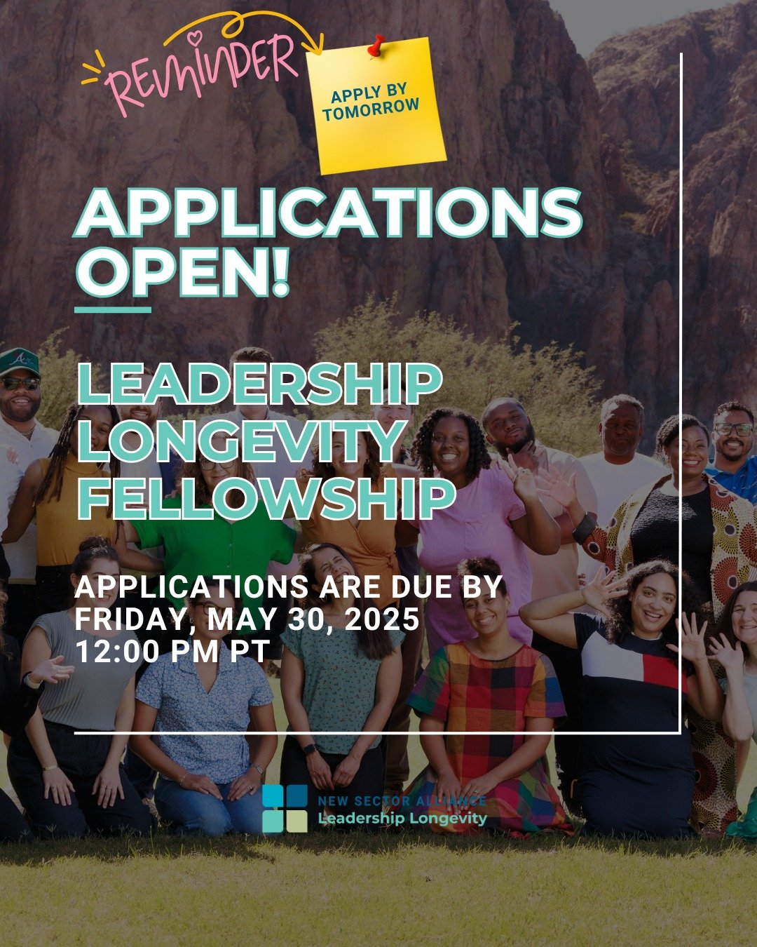 🚨 DEADLINE TOMORROW! 🚨 Don&rsquo;t wait. Apply now ⤵ https://docs.google.com/forms/d/e/1FAIpQLScx7gq7-RJZtnrPWJlKi32o4c7L8pZAZlIg

Time is almost up to apply for the 2025&ndash;2026 National Leadership Longevity Fellowship from New Sector Alliance!