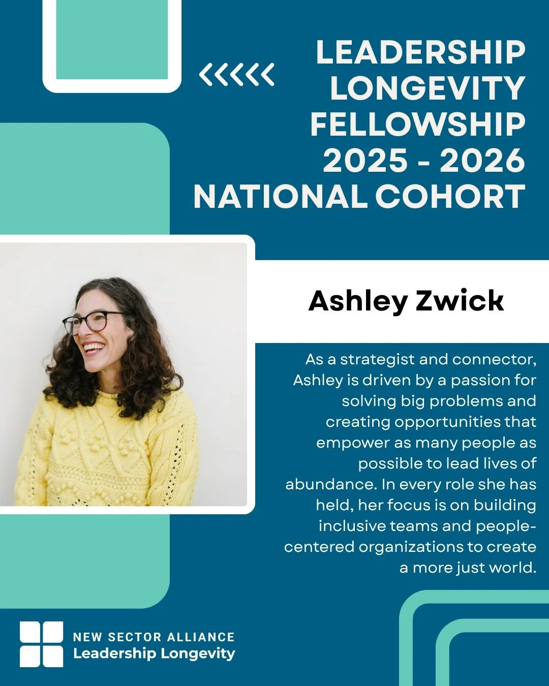 🌟 Fellow Spotlight: Meet Ashley. We&rsquo;re proud to highlight Ashley, a member of our Leadership Longevity Fellowship (LLF) 2025&ndash;2026 National Cohort, a group of leaders committed to creating lasting impact while sustaining their own wellbei