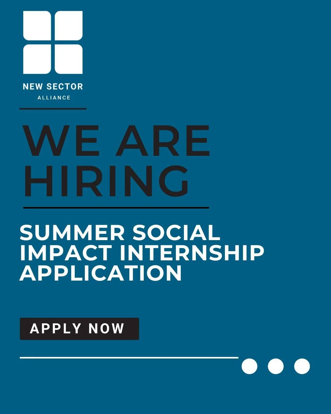 🚨✨ Join our team at New Sector Alliance - our Summer Social Impact Internship Application is now open, apply today! ✅
We&rsquo;re looking for a mission-driven team member to support our work developing leaders and strengthening communities through p