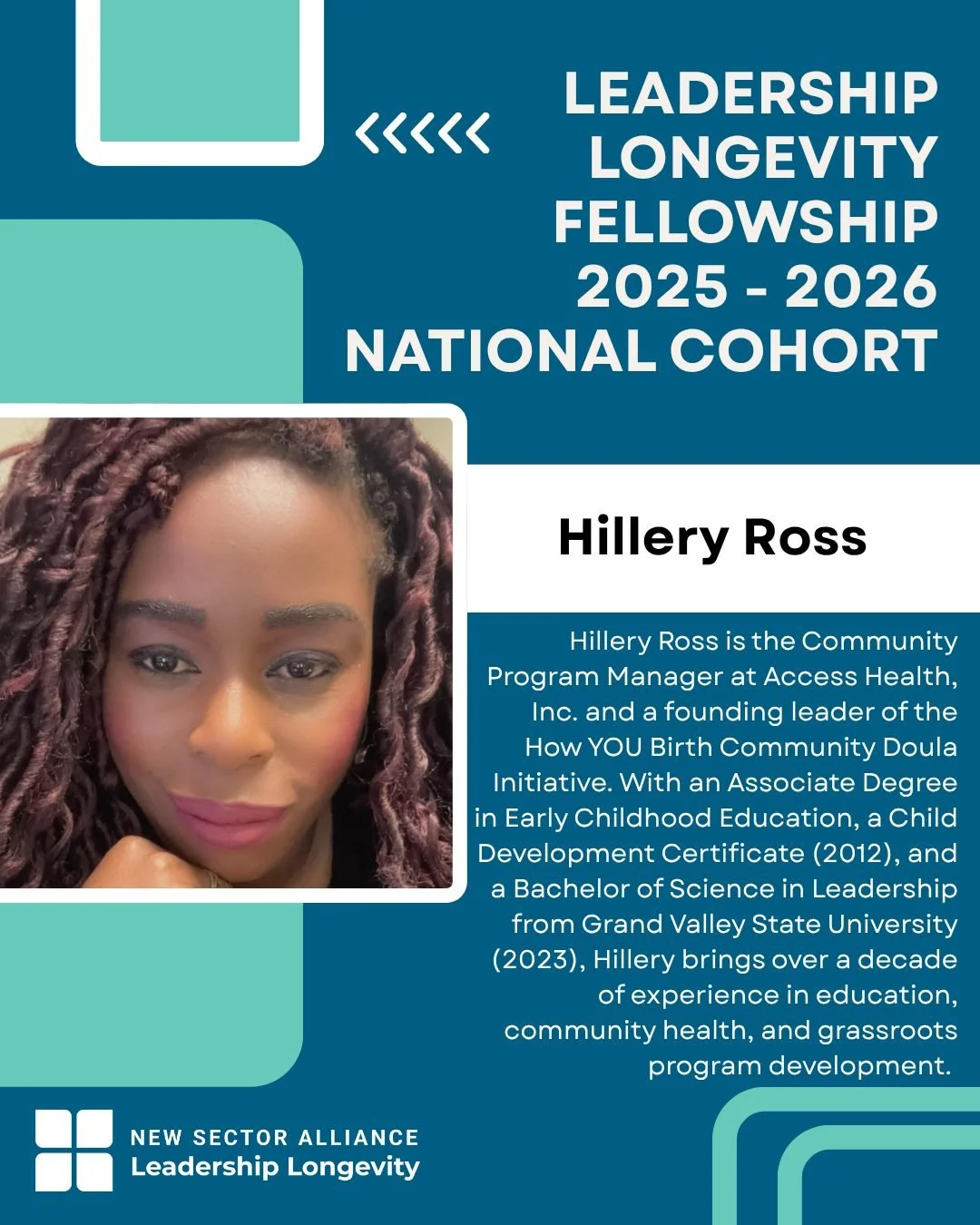 Meet Hillery Ross, a member of our Leadership Longevity Fellowship 2025&ndash;2026 National Cohort and a leader dedicated to building healthier, more equitable communities from the ground up. 💛

As Community Program Manager at Access Health, Inc. an