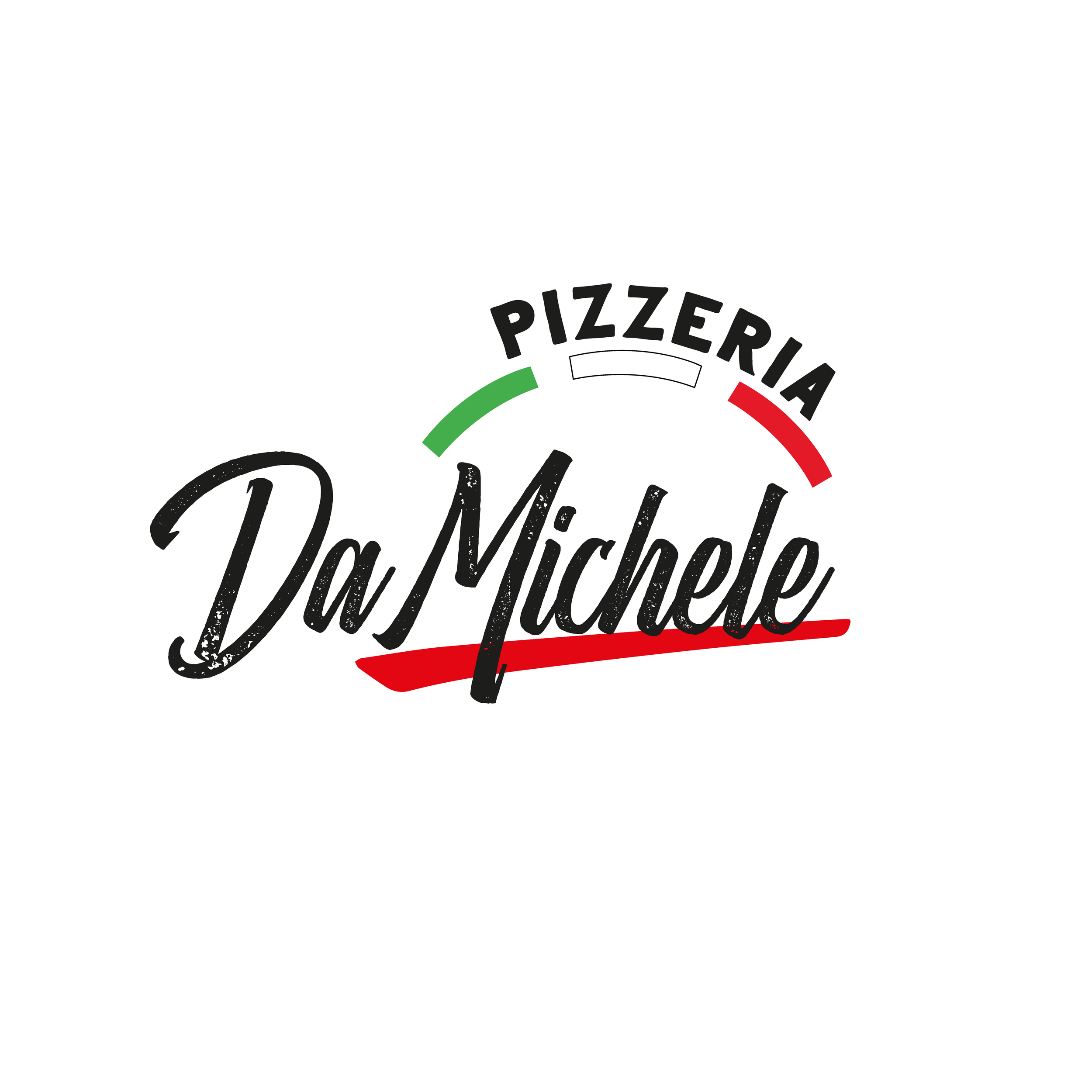 Logo der Pizzeria da Michele mit stilisierten Buchstaben in einem ansprechenden Design.