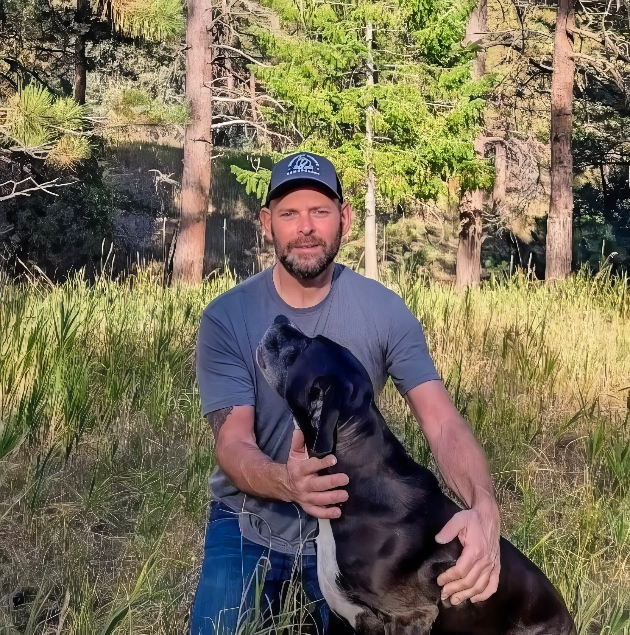 Wayne Mullis, owner of Downy Home Remodeling, pictured with his dog Ziggy on a hike in Boulder, CO