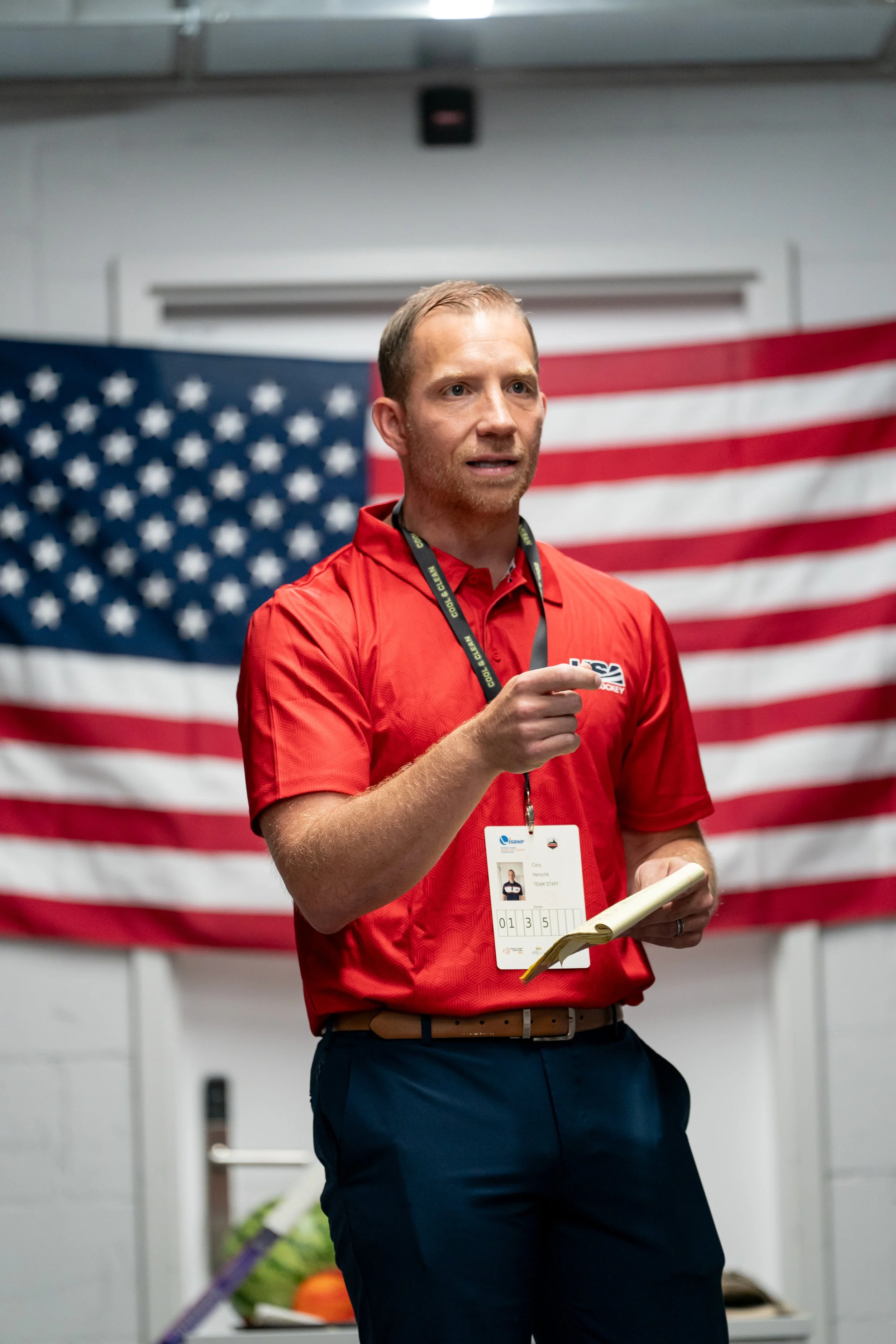 Men's Head Coach Cory Herschk gives and emotional speech ahead of game 1