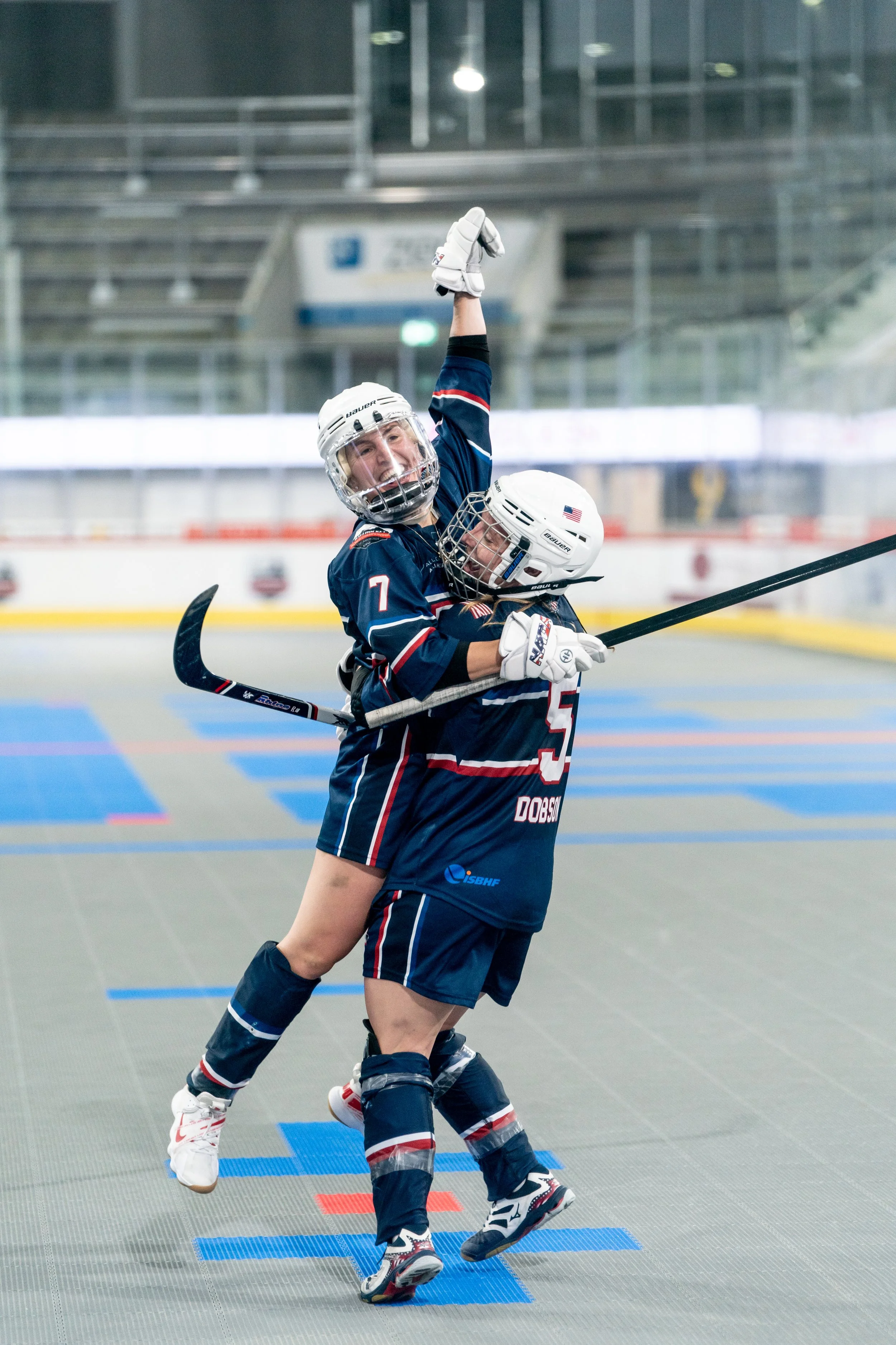 Ali Vakos jumps with joy after her goal in the Gold Medal Game!