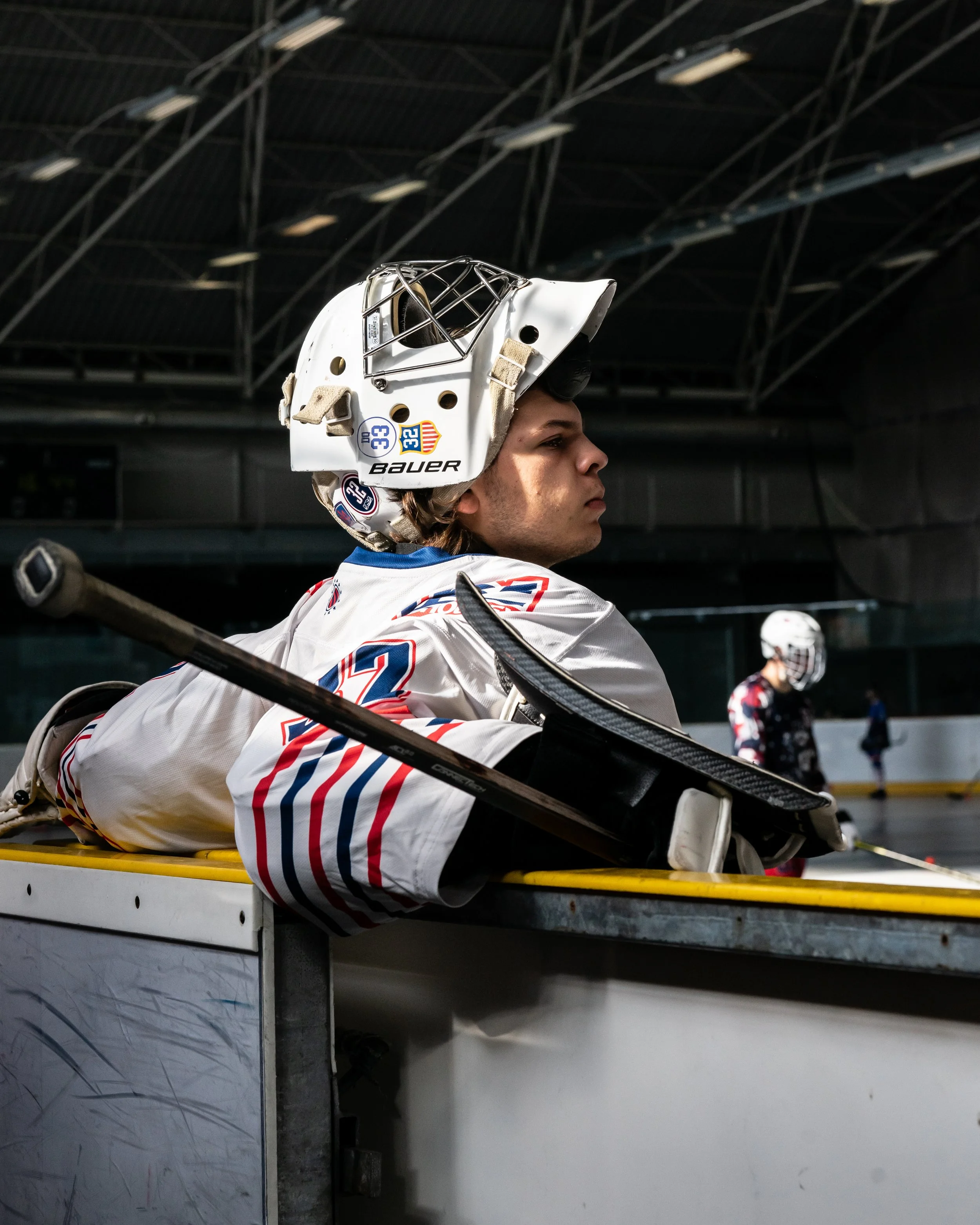 U20 Goalie Brandon Silva takes a minute to himself during warmups in the morning light