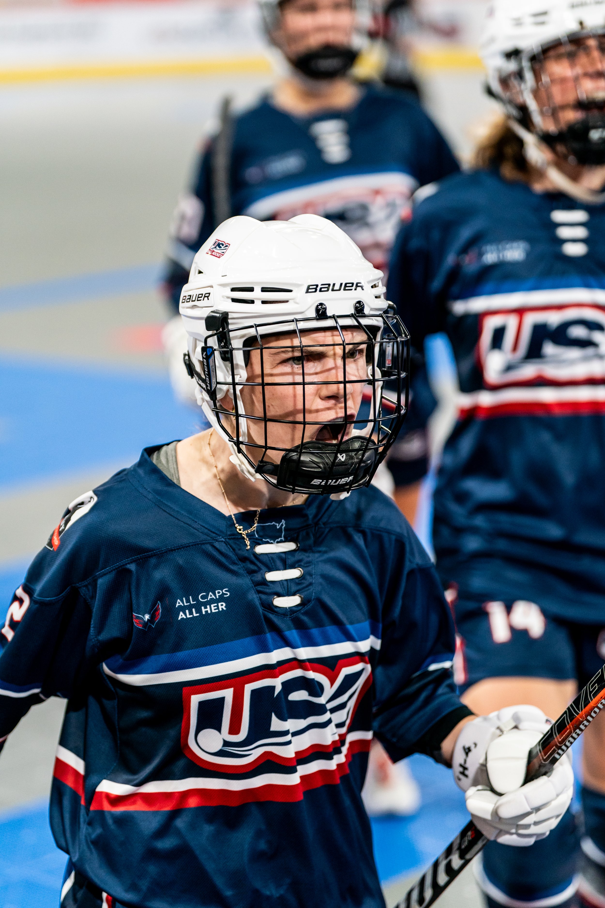 Maddy Evangelous is fired up after scoring against Slovakia!