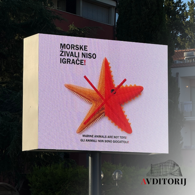 Sporočilo kampanje »Morske živali niso igrače« tudi na zaslonih v občini Piran